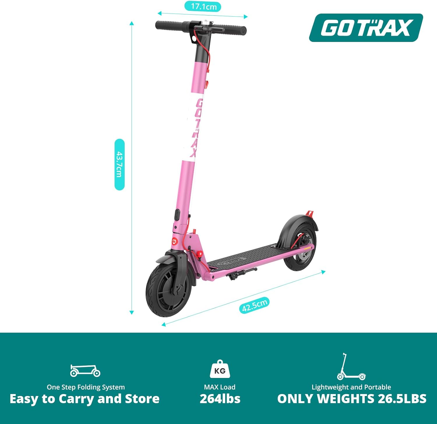 electric scooter Gotrax XR Ultra product dimensions and weight limit