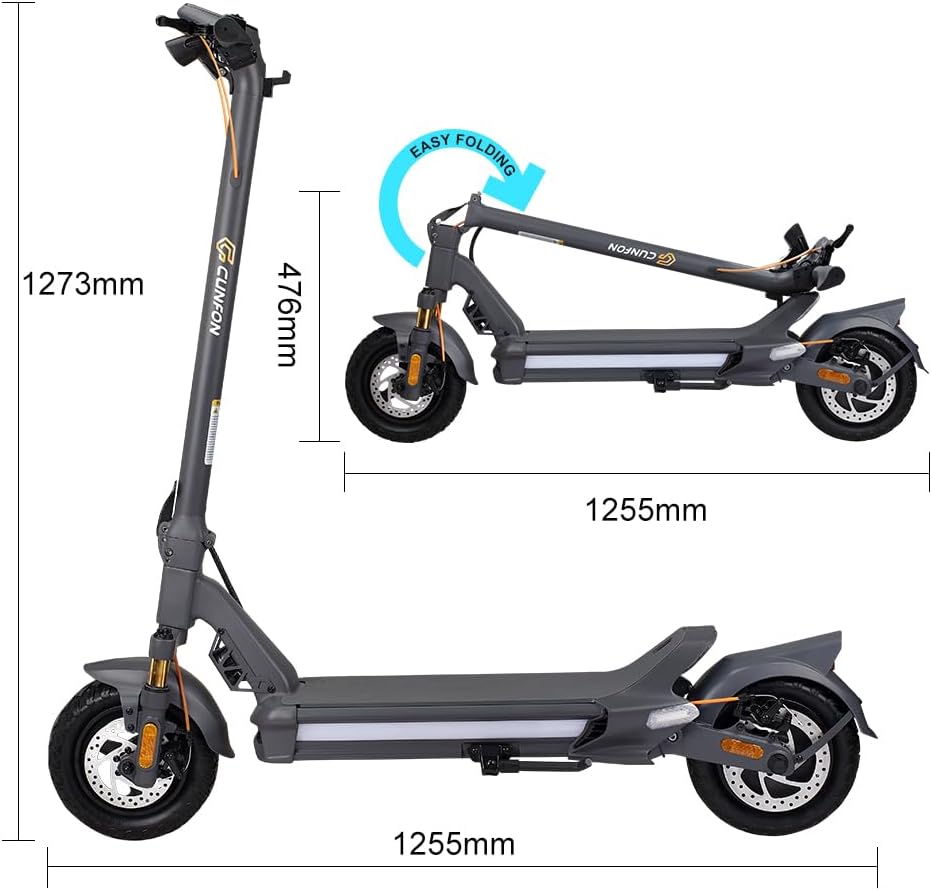 off-road electric scooter CUNFON RZ800 foldable design and product dimensions