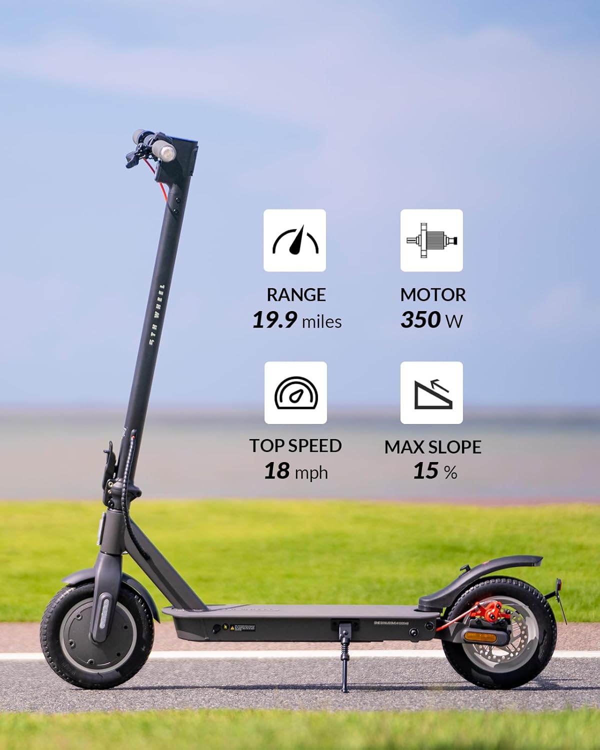 Electric scooter with seat 5TH WHEEL V30PRO 20 miles range ride, speed 18 mph and 350W motor