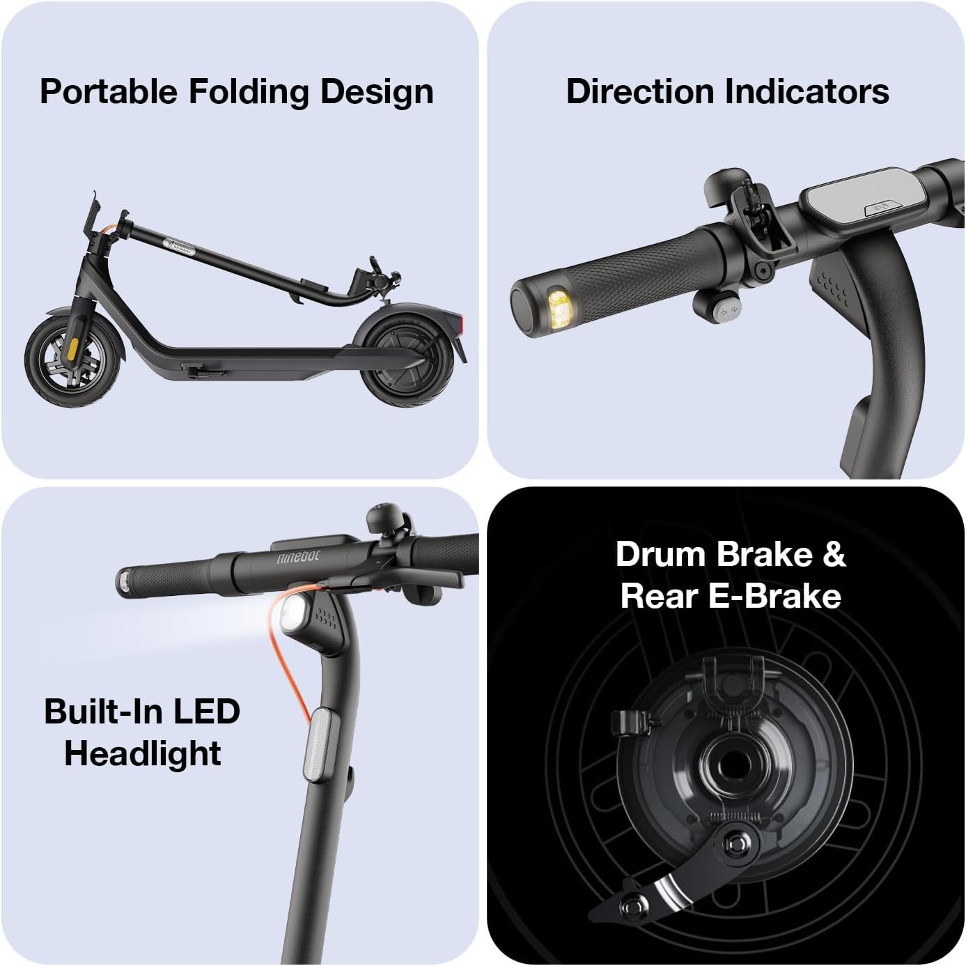 kick electric scooter Segway Ninebot E2 Pro Folding, direction indicators, LED headlights, dual brakes