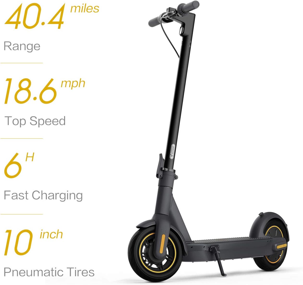 kick electric scooter Segway Ninebot MAX G30P 18.6 mph speed, 6 hours fast charging, 40 miles range