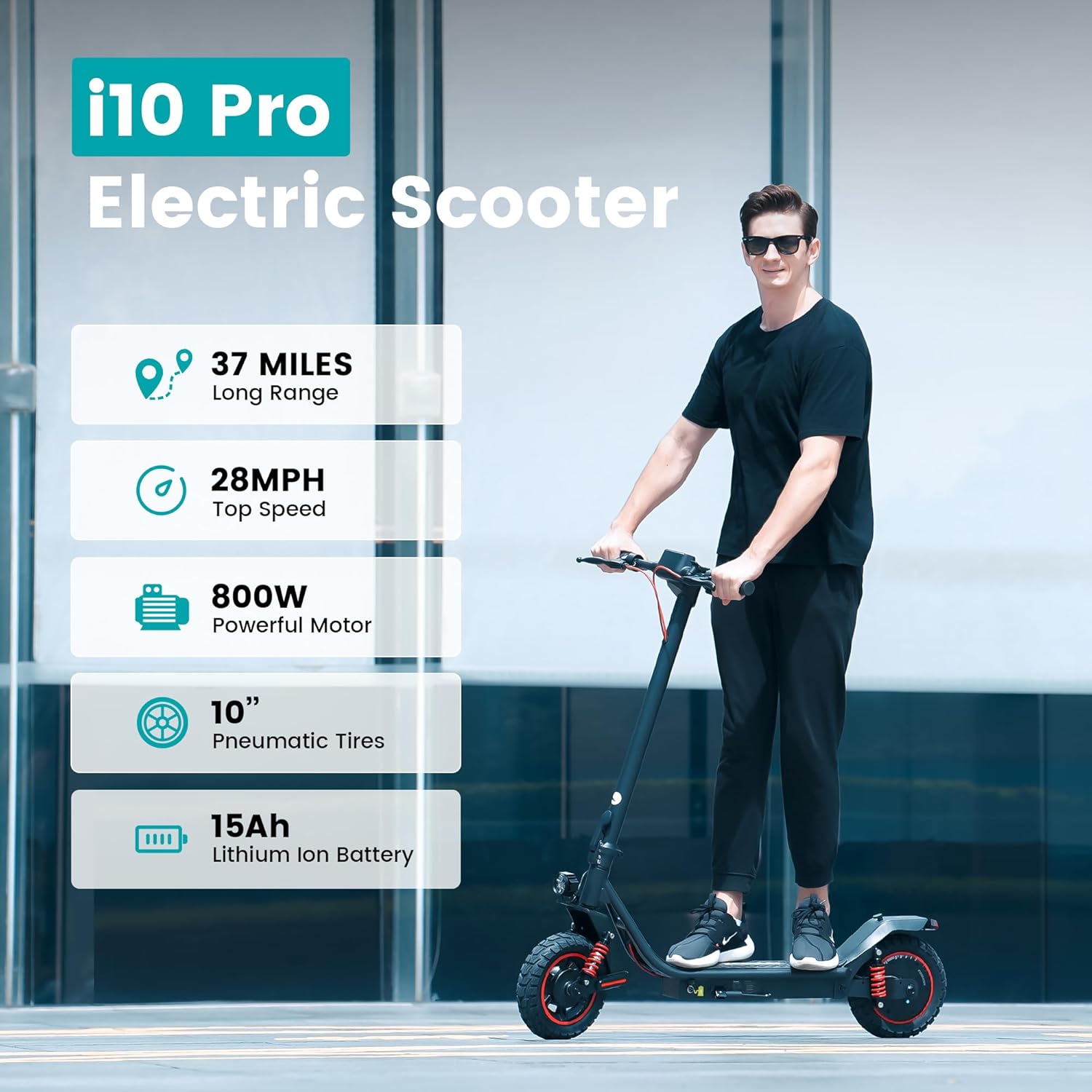 off-road electric scooter iScooter i10 Pro motor 800W, 37 miles ride, 28 mph speed