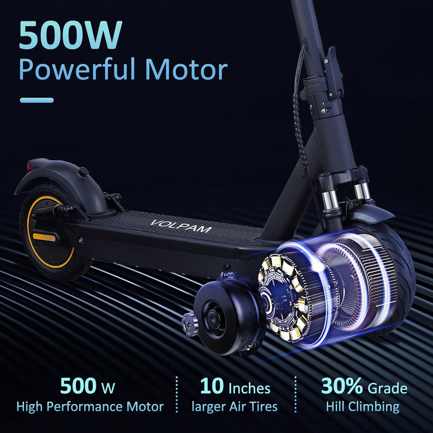 kick electric scooter VOLPAM SP01 powerful motor 500w