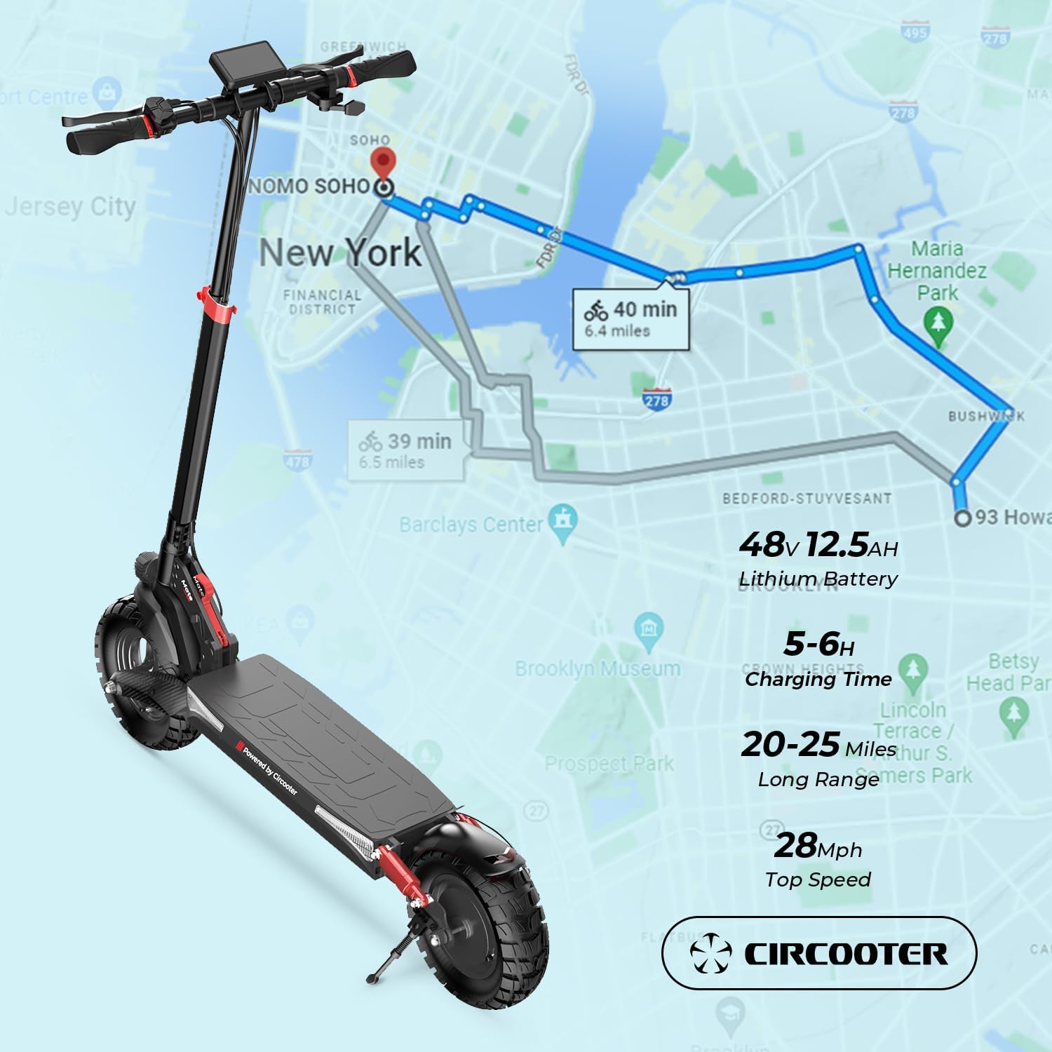 off-road electric scooter Circooter Mate lithium battery and 5-6 hours fast charging