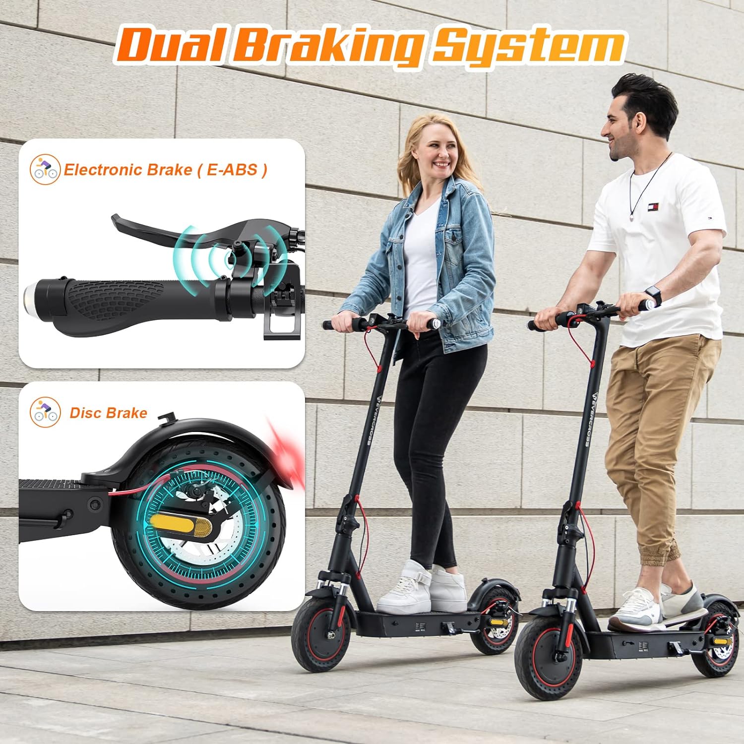 electric scooter EVERCROSS 10K PRO dual braking system