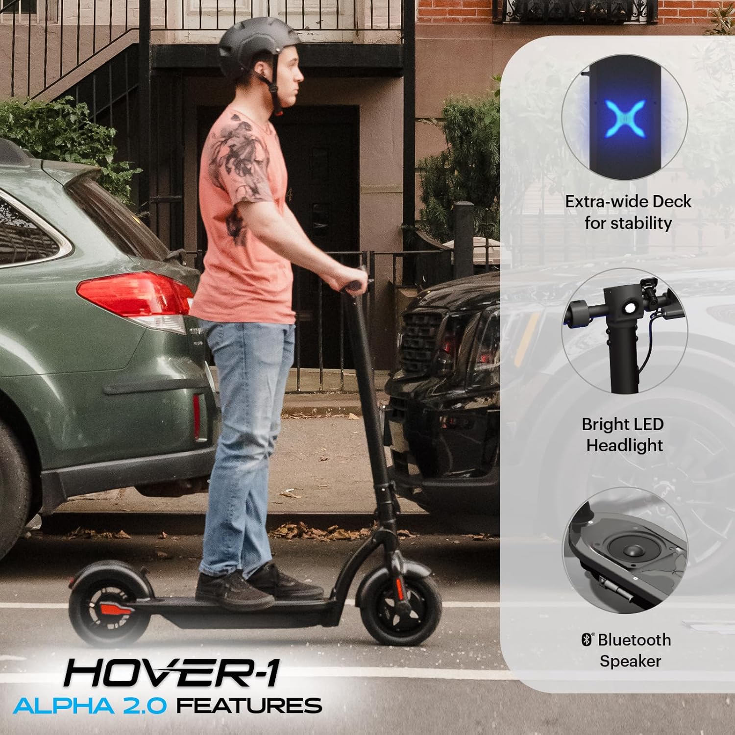 electric scooter Hover-1 ALPHA 2.0 wide deck and other features