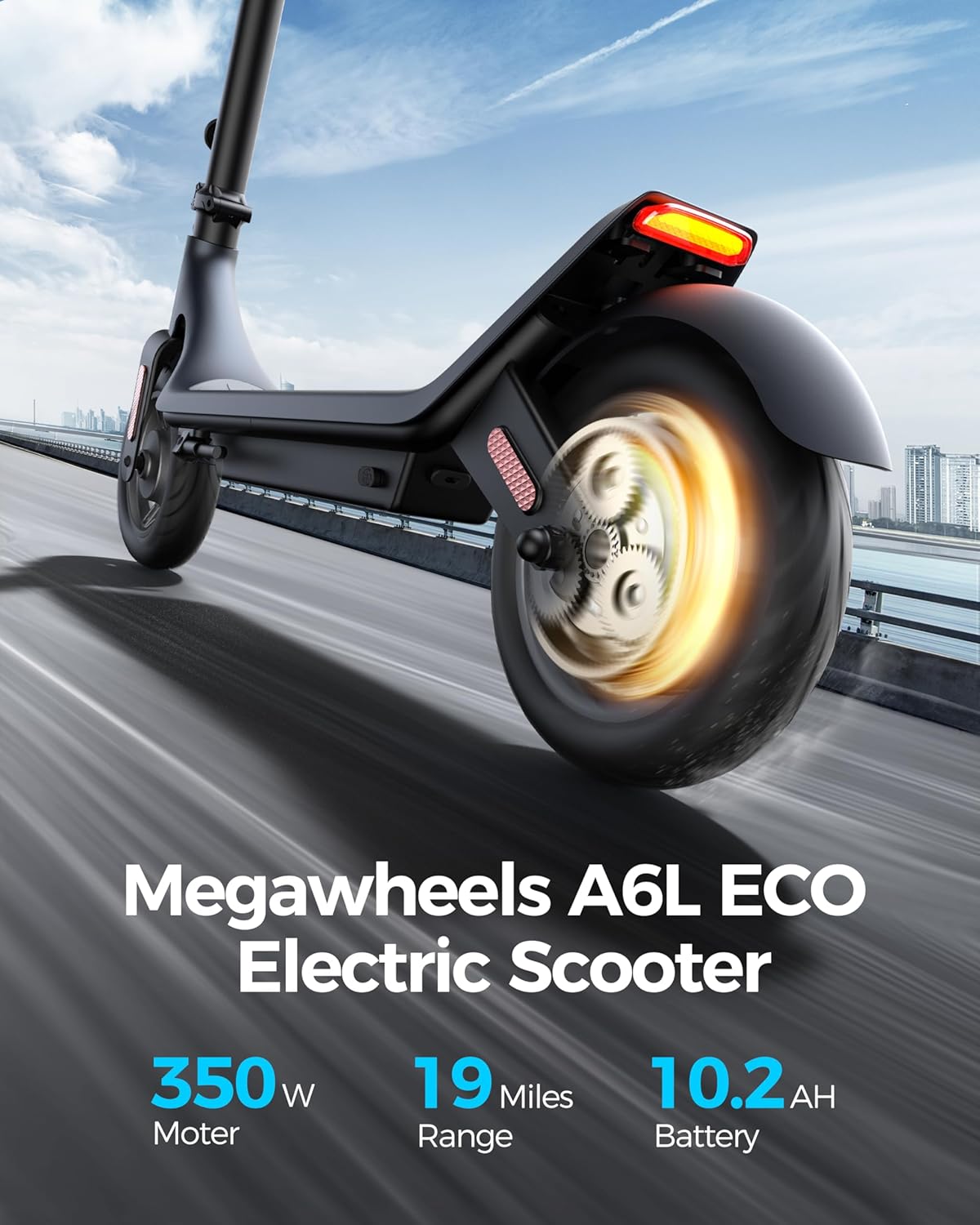 electric scooter MEGAWHEELS A6L ECO motor 350W and 19 miles range ride