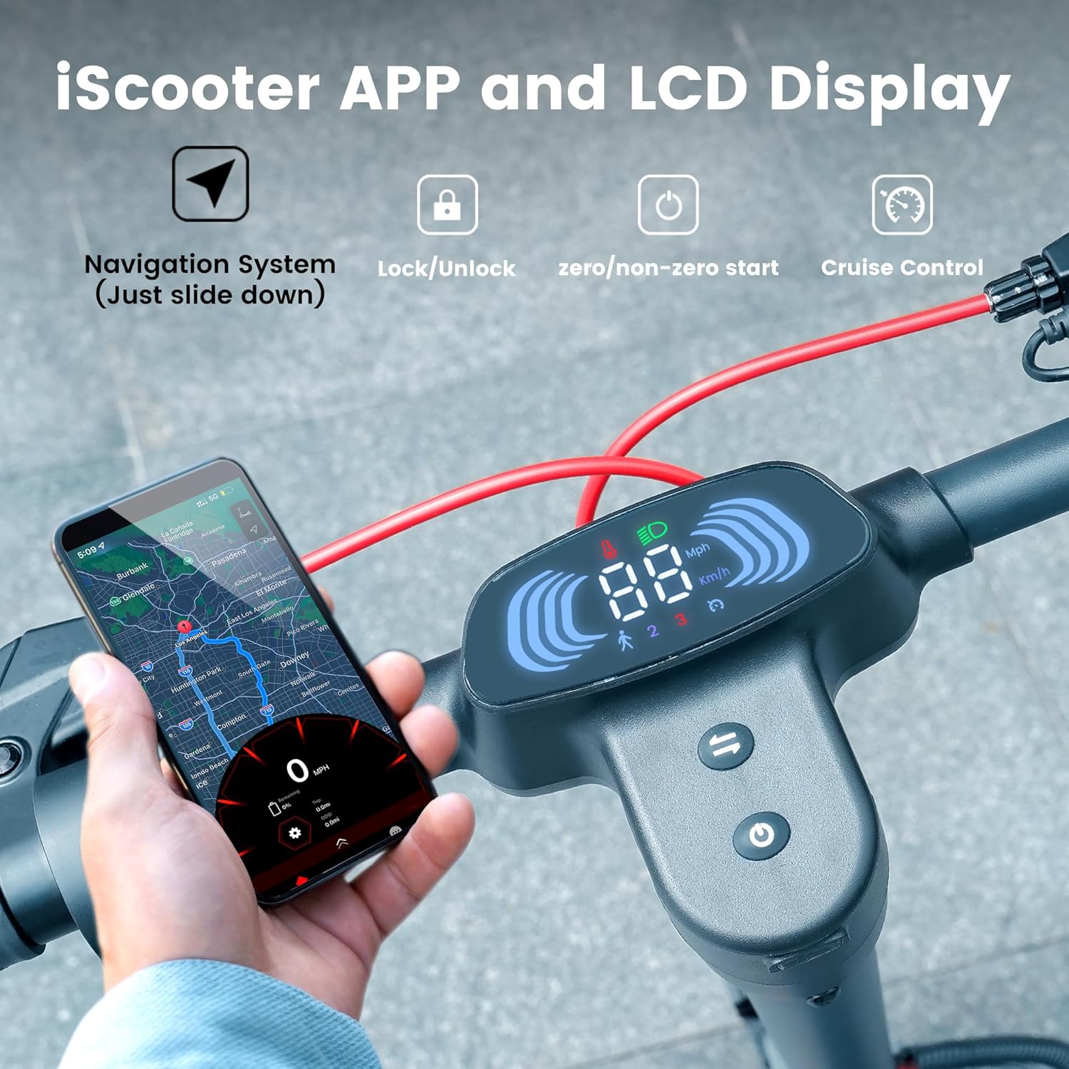 off-road electric scooter iScooter i10 Pro App control and LCD Display