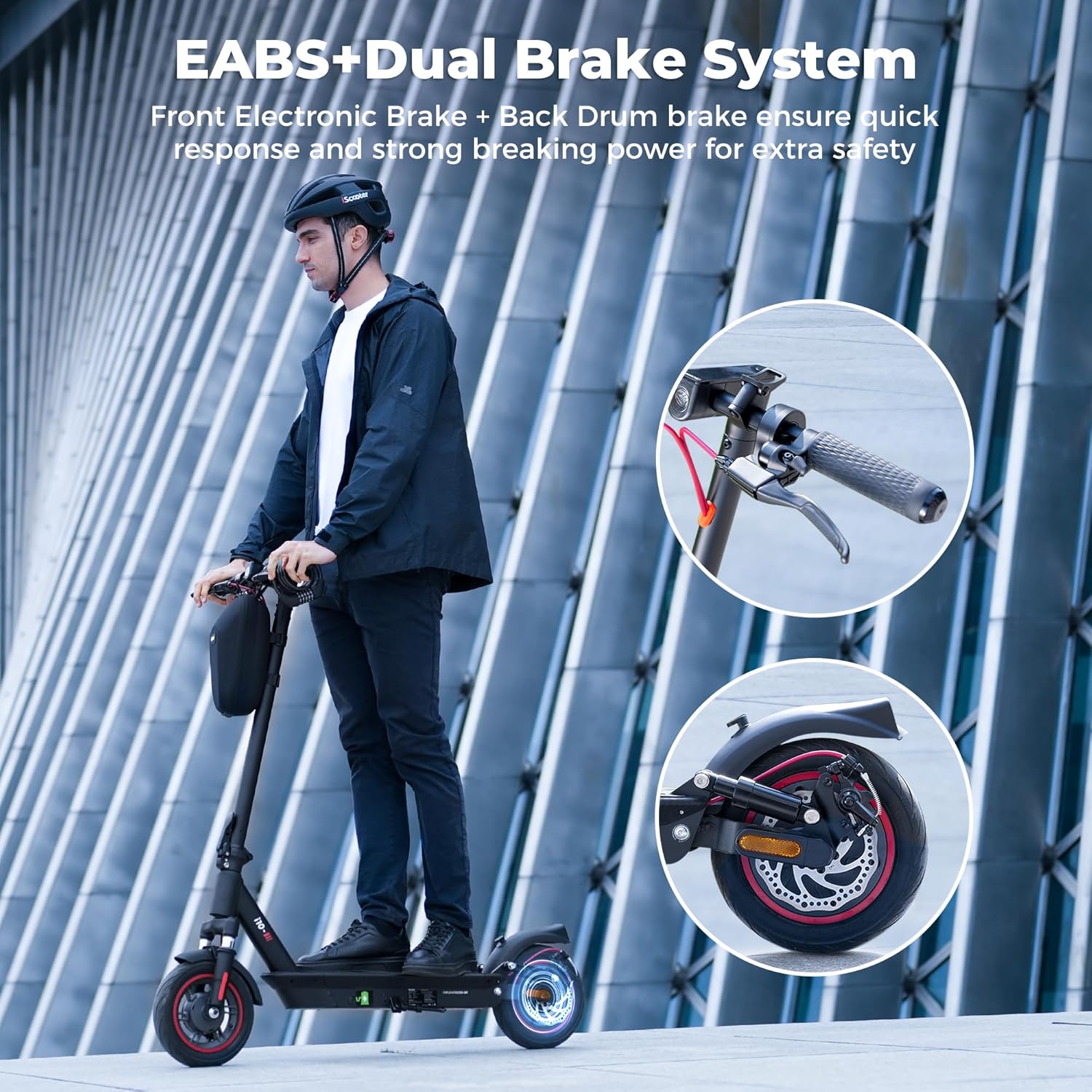 electric scooter iScooter i10 powerful motor EABS + dual brake system