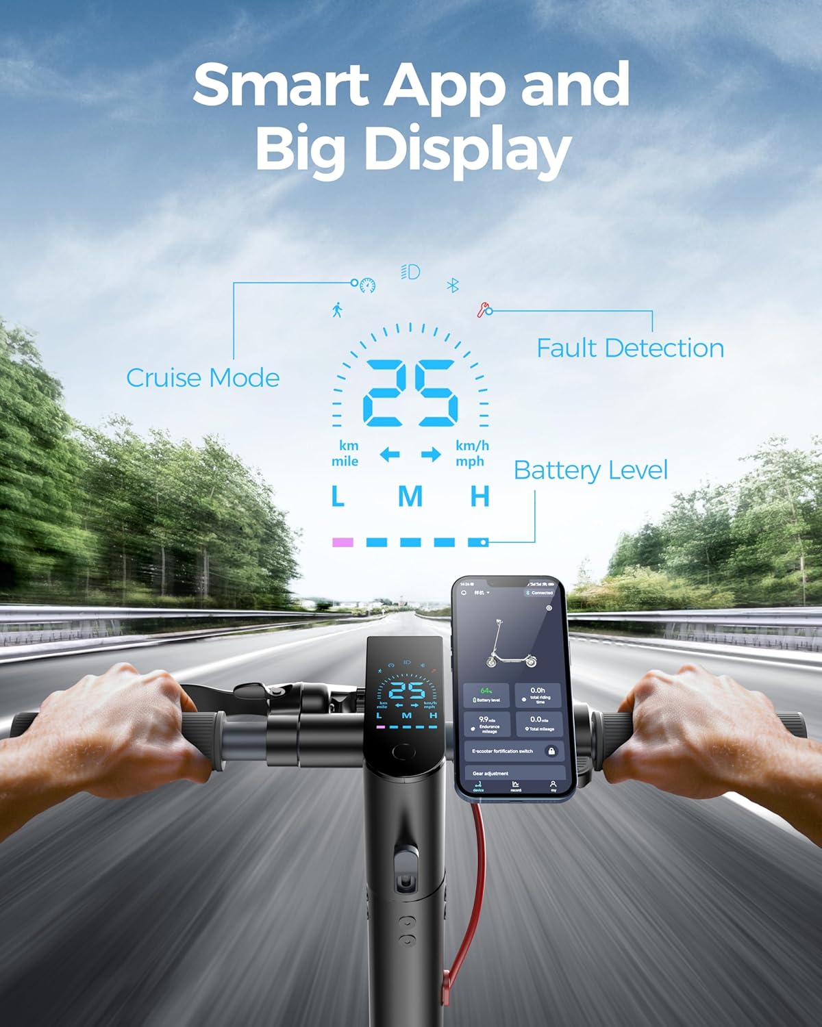 electric scooter MEGAWHEELS A6L ECO smart App and big display