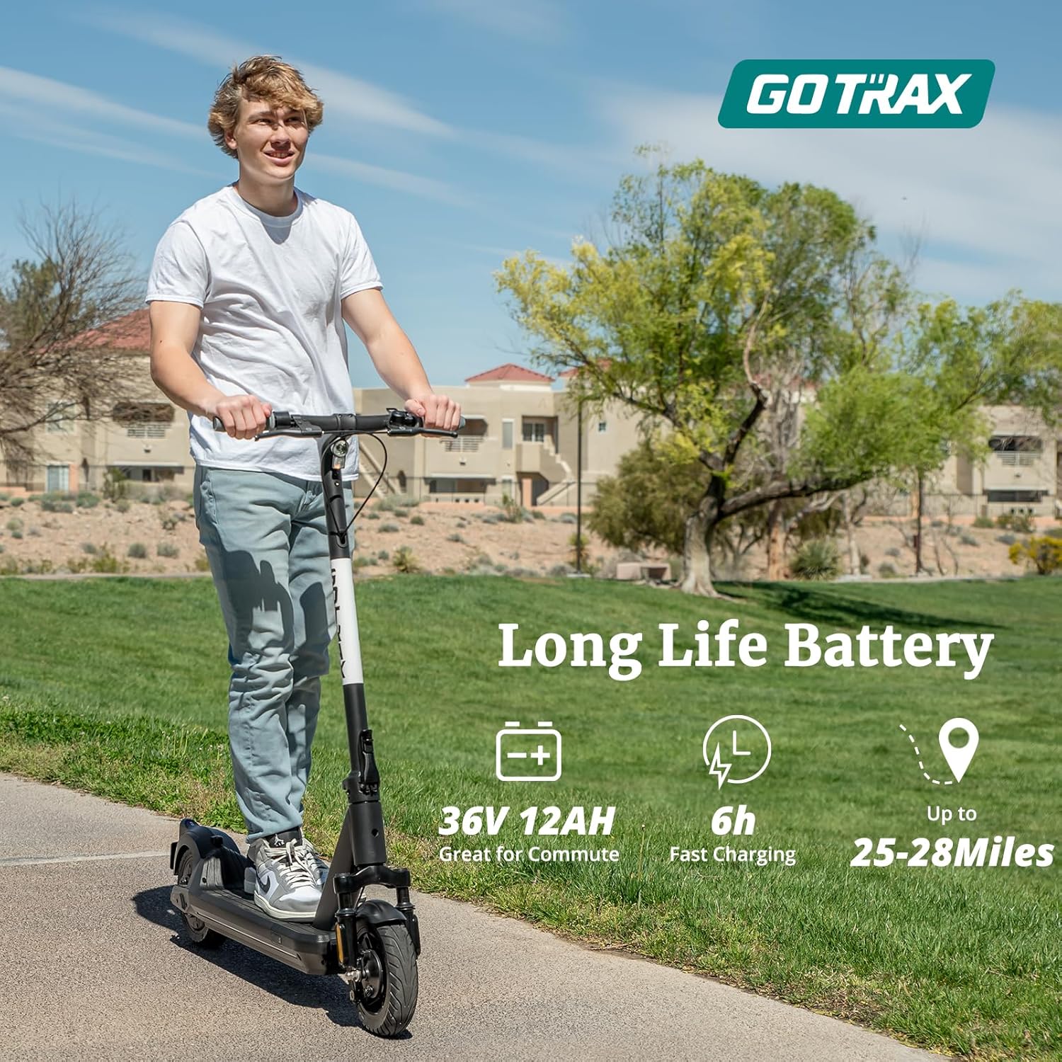 electric scooter Gotrax ECLIPSE long life battery with 6 hours fast charging and ride up to 28 miles