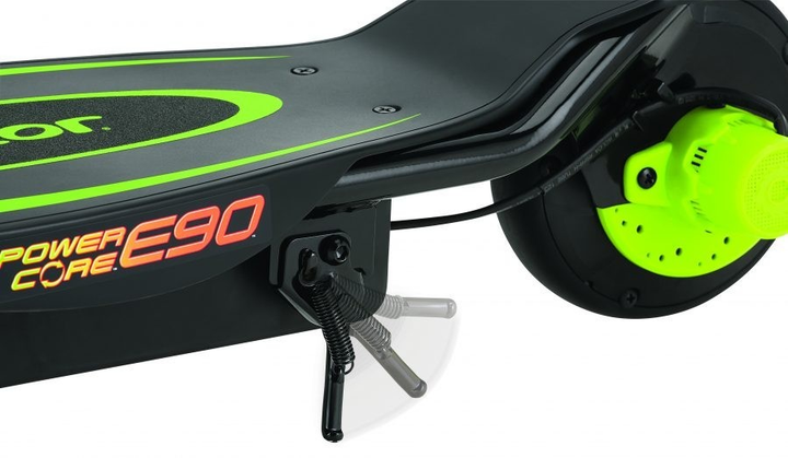 Electric scooter for kids Razor E90 view from the side and kickstand