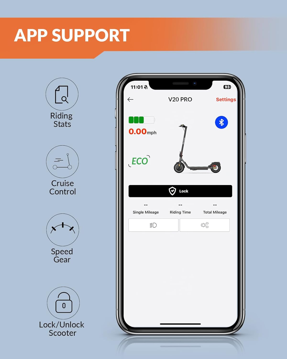 electric scooter 5th wheel v20 pro app support