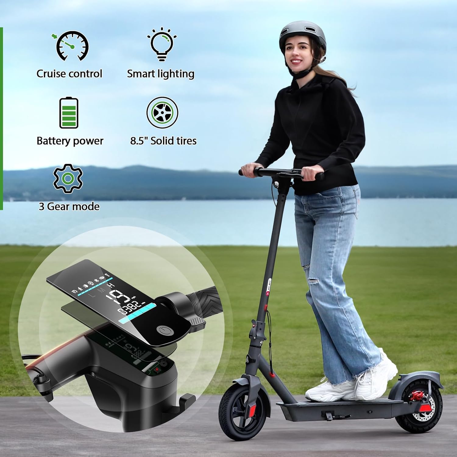 electric scooter tst vs4 digital display, cruise control, riding modes