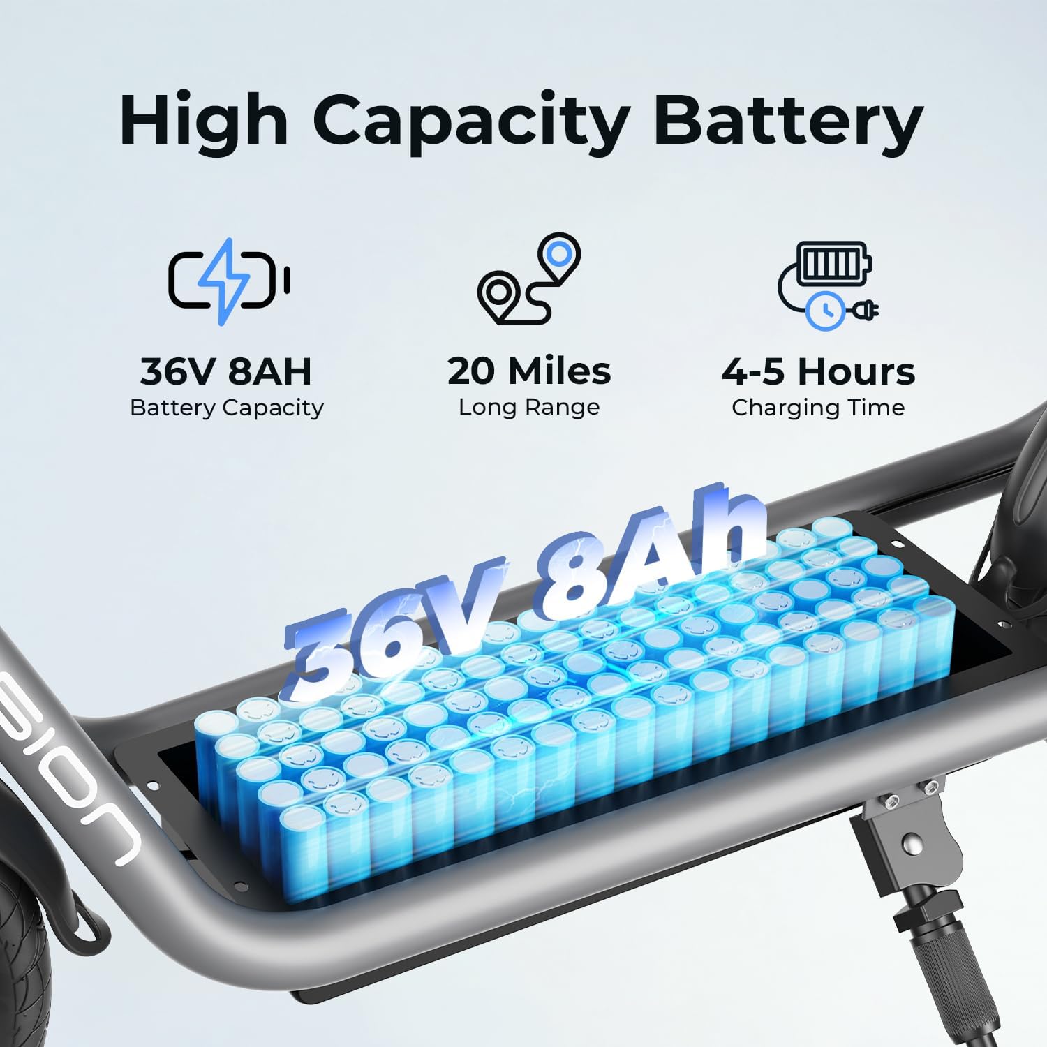 electric scooter with seat jasion js3 high capacity battery, 20 miles ride