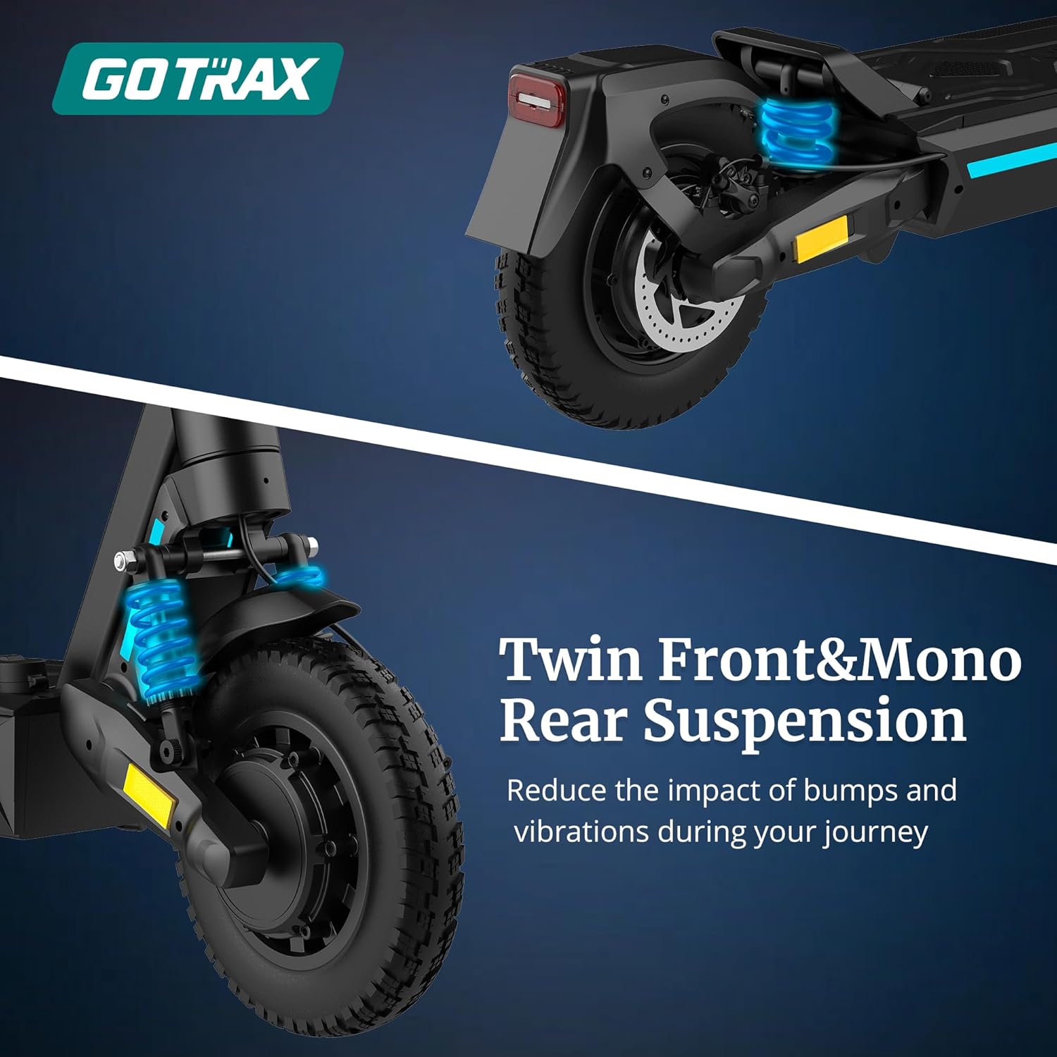 off-road electric scooter gotrax g4 ares twist front&mono rear suspension