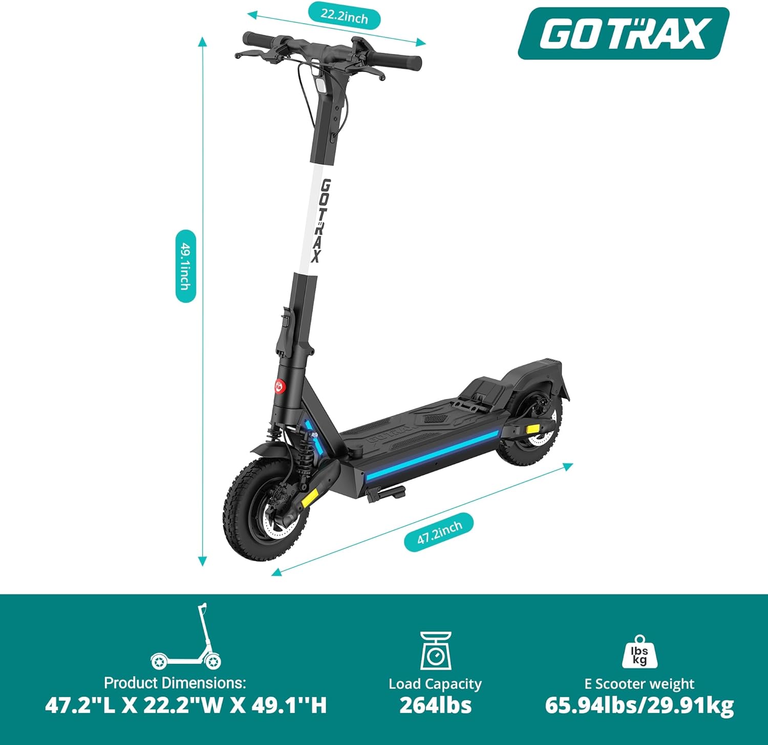 off-road electric scooter gotrax g4 ares product dimensions