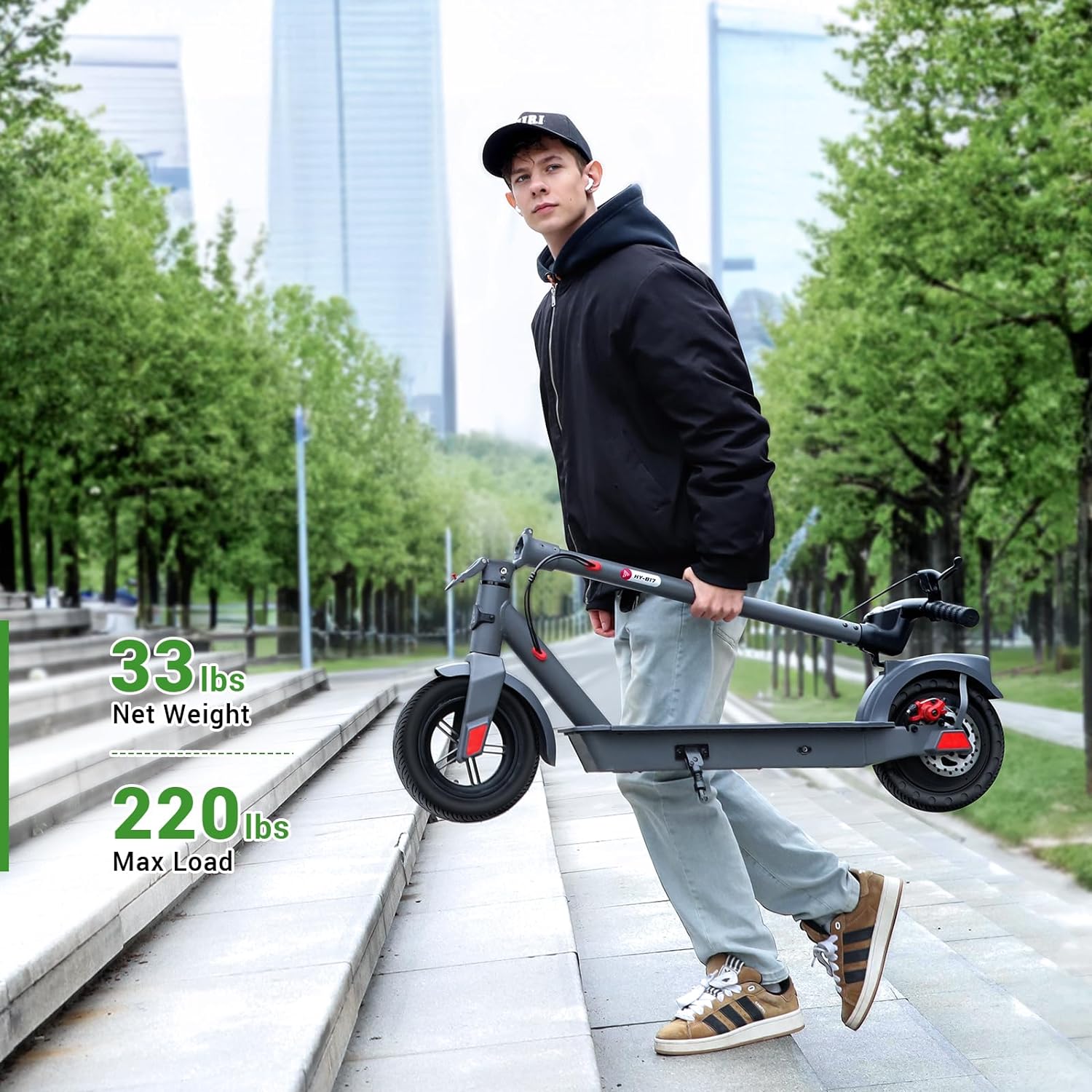 electric scooter tst vs4 220 lbs ,max load, 33 lbs net weight