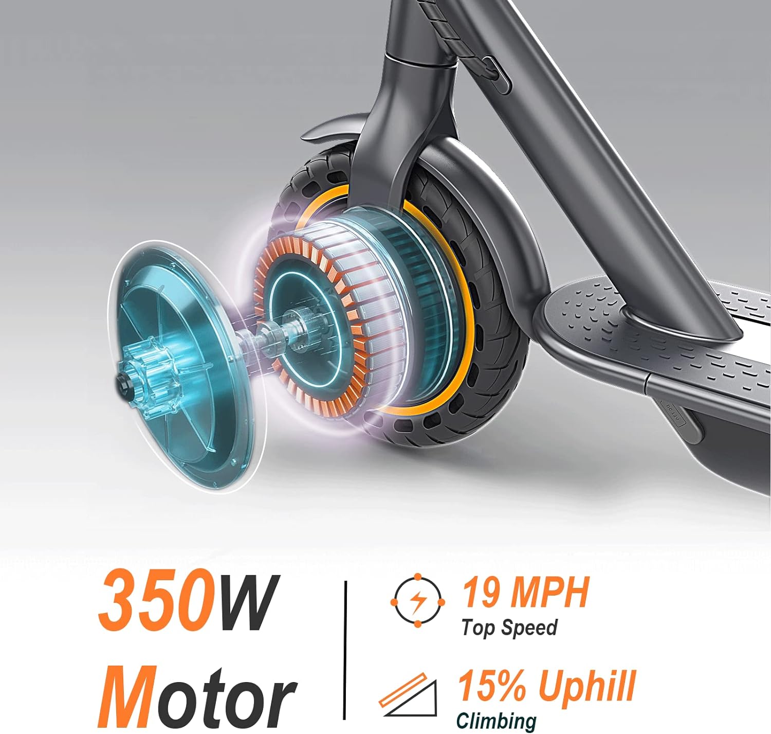 electric scooter navic t7 350W motor, 19 MPH speed, 15% uphill climbing