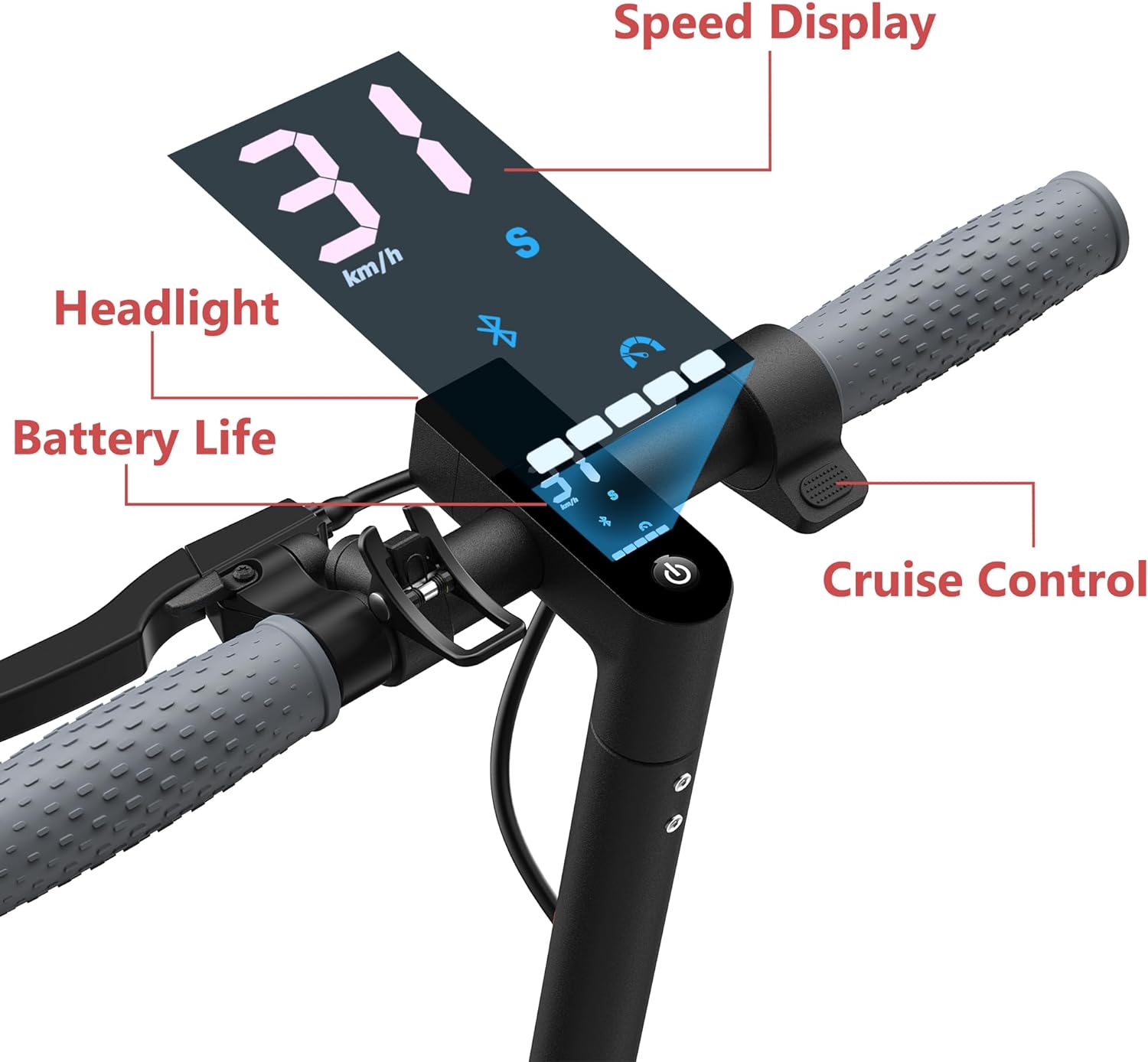 electric scooter maxshot v1 LED speed display, headlight, cruise control, battery life