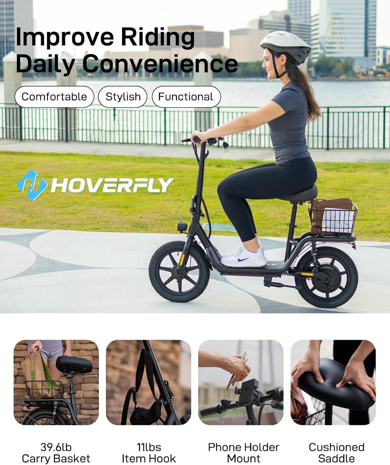 electric scooter with seat hoverfly z5 improve riding daily convenience