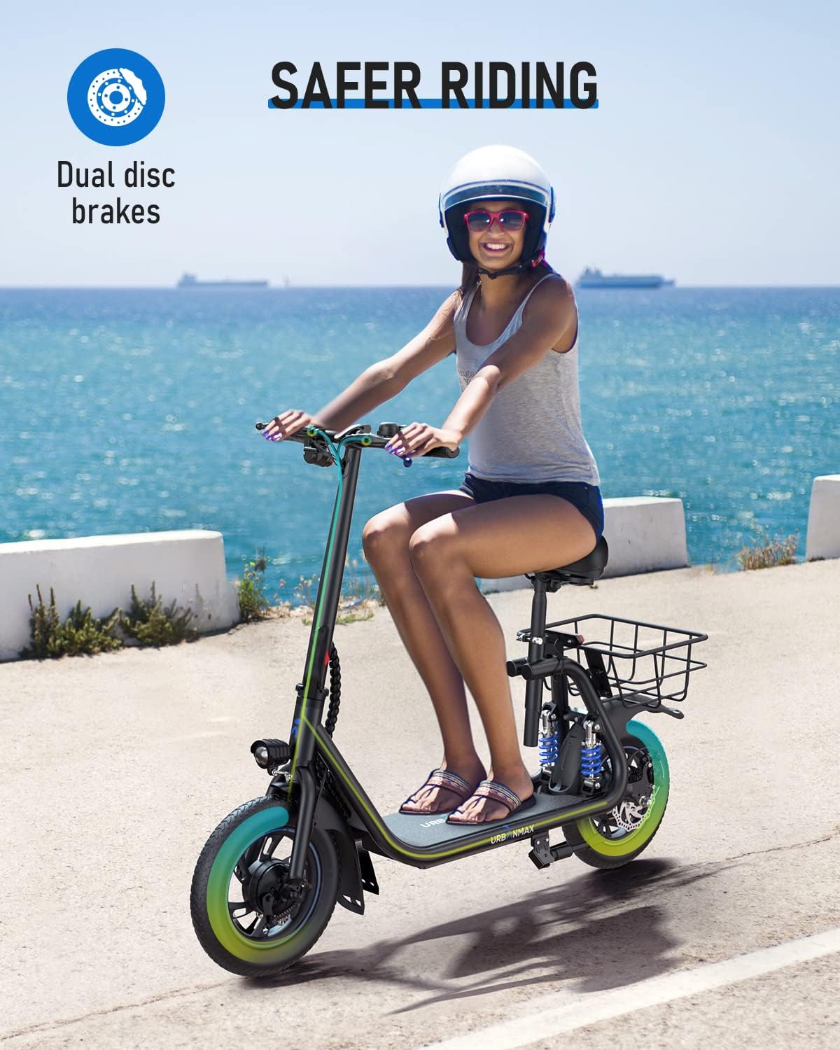 electric scooter with seat urbanmax C1 Pro dual disk brakes