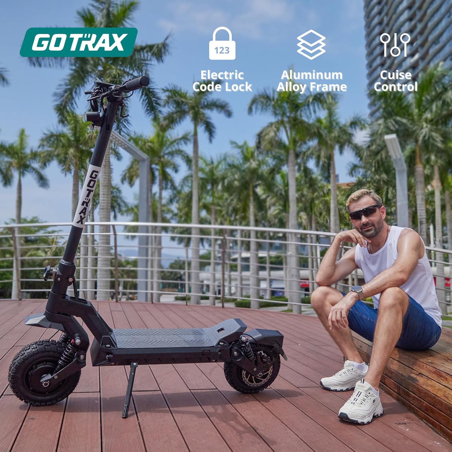 off-road electric scooter gotrax g4 odyssey electric lock, aluminum alloy frame, cruise control