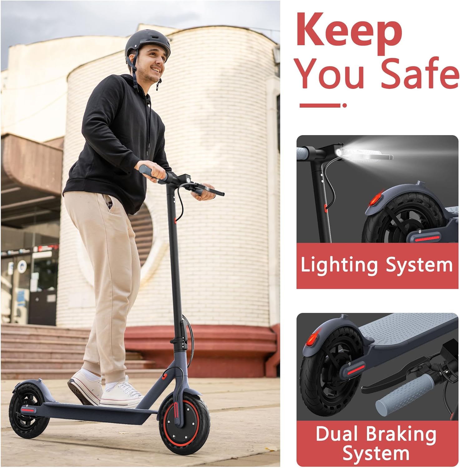 electric scooter maxshot v1 dual braking system and lighting system