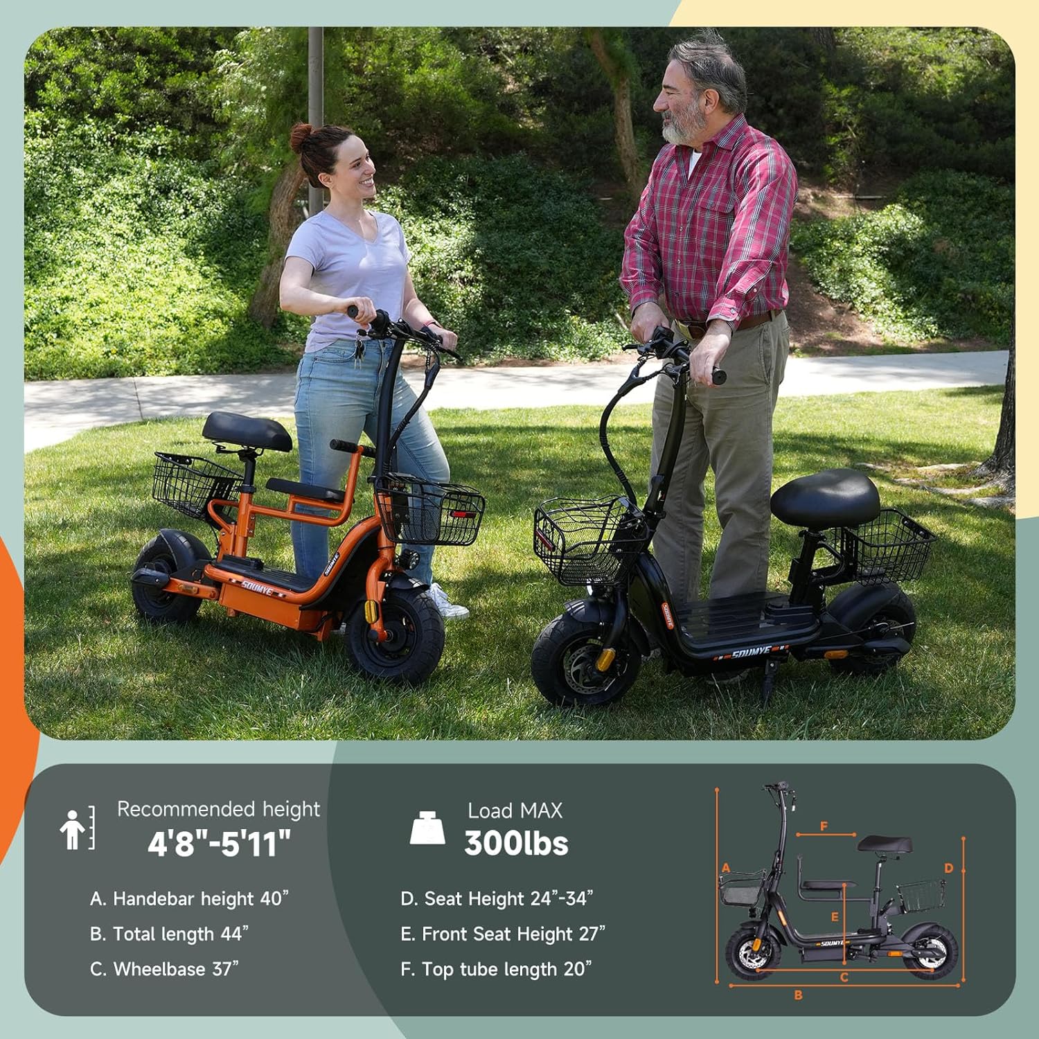 electric scooter with seat soumye s162 product dimensions