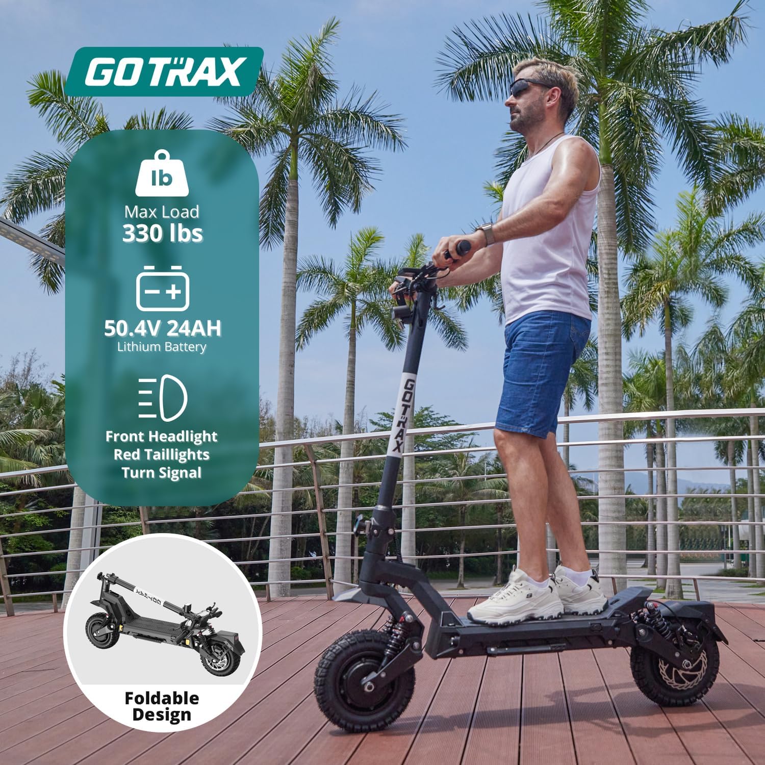 off-road electric scooter gotrax g4 odyssey foldable design, max load 330 lbs