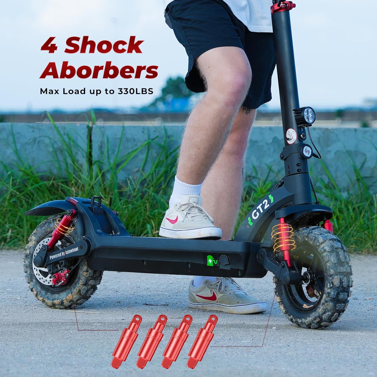 off-road electric scooter isinwheel gt2 4 shock absorbers