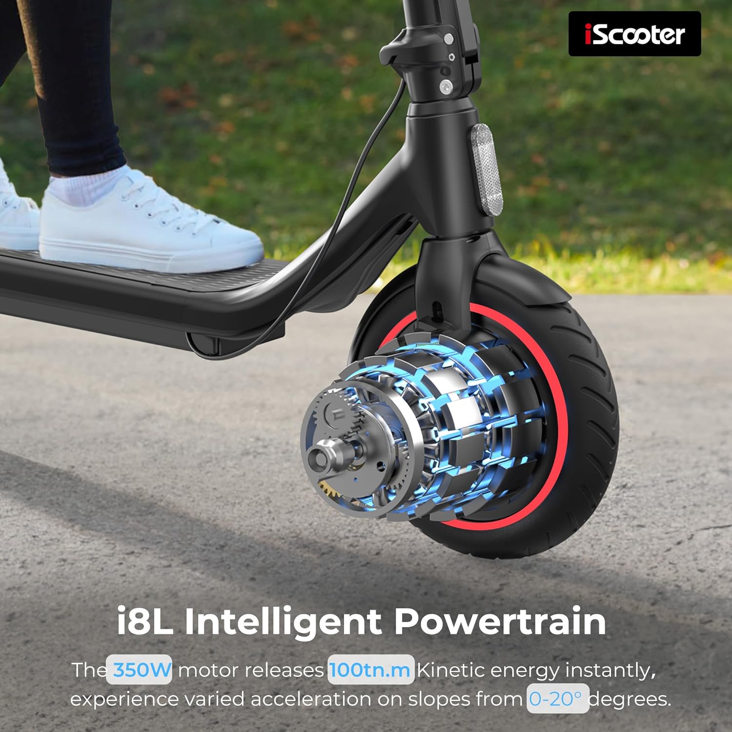 electric scooter iscooter i8l intelligent powertrain, 20% max slope