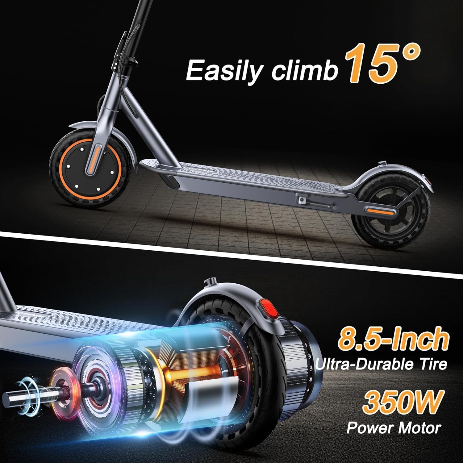 electric scooter volpam sp03 350W motor, easy climb 15%, 8.5-inch ultra-durable tire