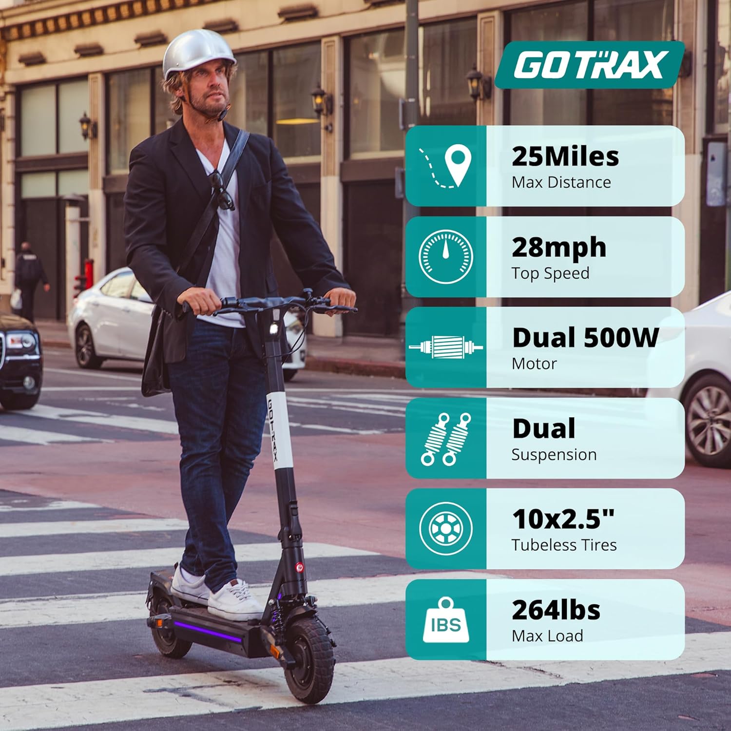 off-road electric scooter gotrax g4 ares 500W motor, 25 miles drive, 28 mph speed