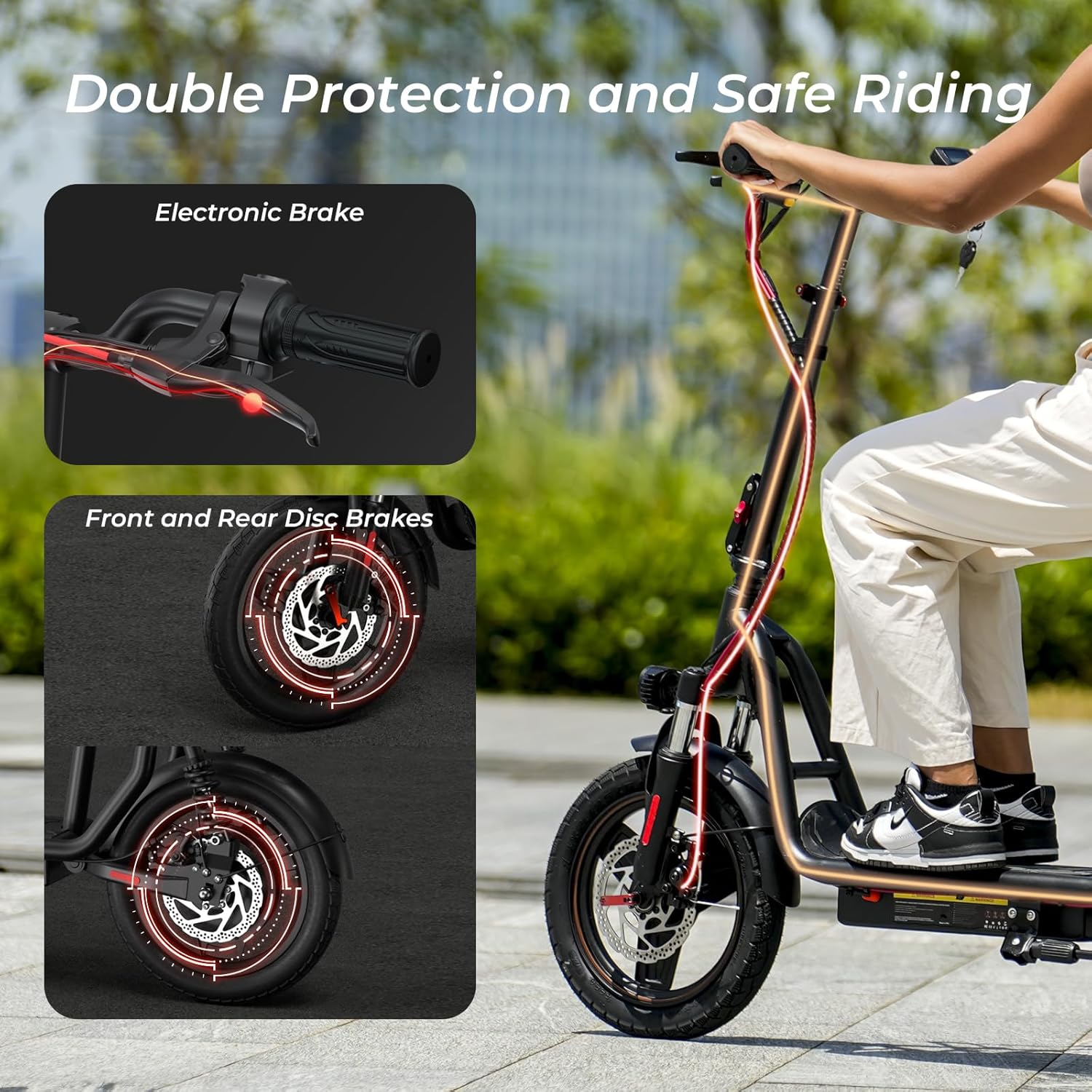 electric scooter iScooter i14 with seat double protection and safe riding