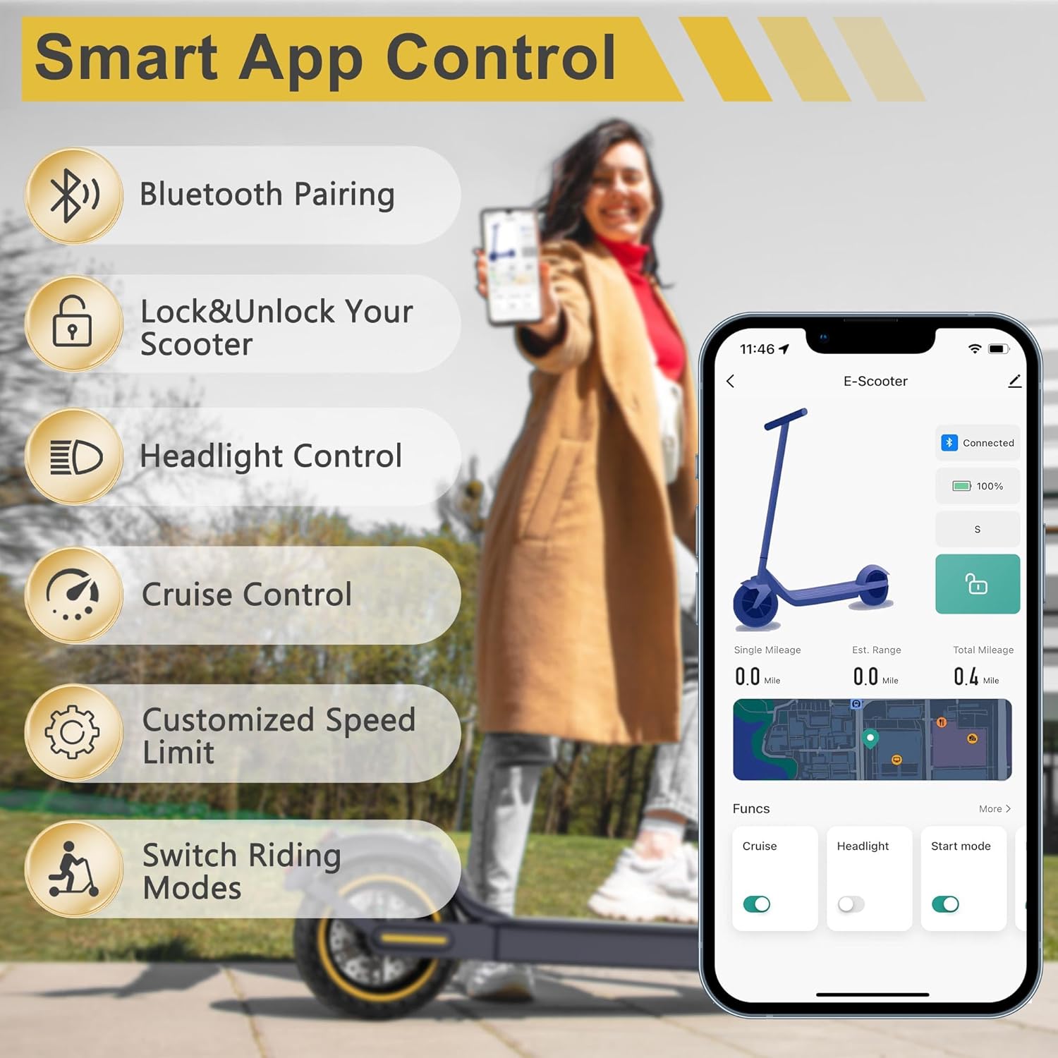 electric scooter navic t9 smart app control