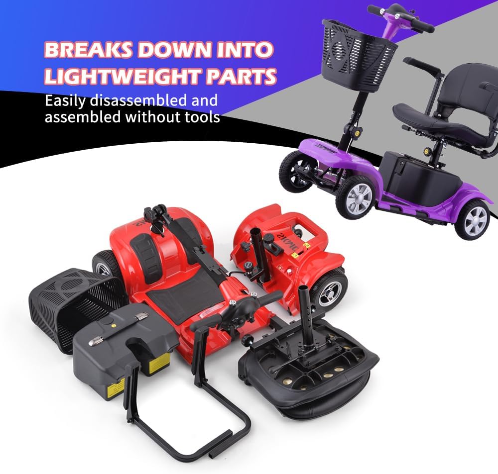 mobility scooter SKRT 4 wheel brakes down into lightweight parts