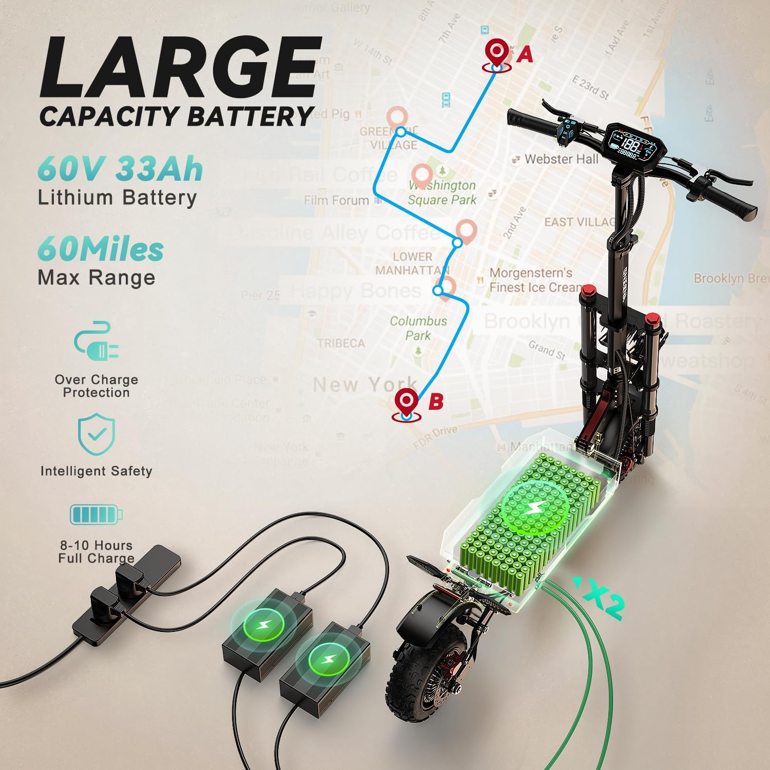 off-road electric scooter onecna gt8 pro large capacity battery