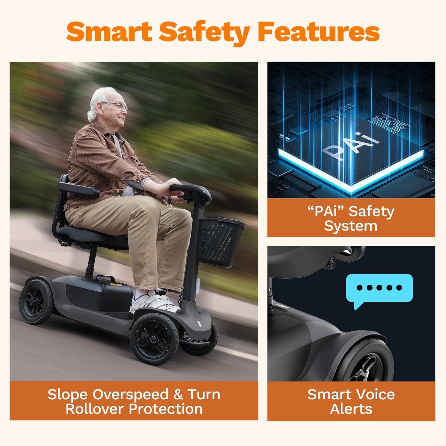 mobility scooter Glashow S1 smart safety features