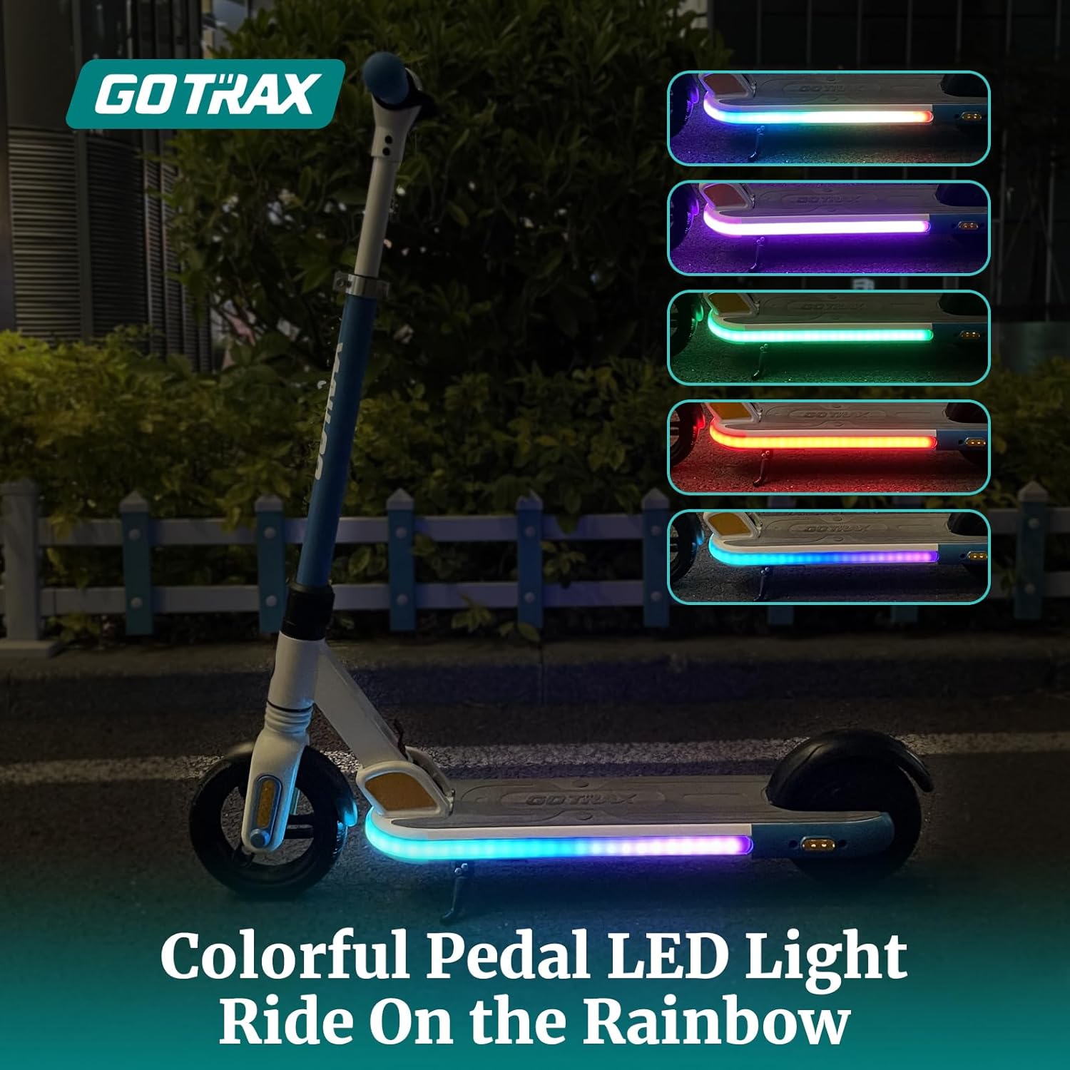 electric scooter for kids Gotrax Nebula colorful LED Light