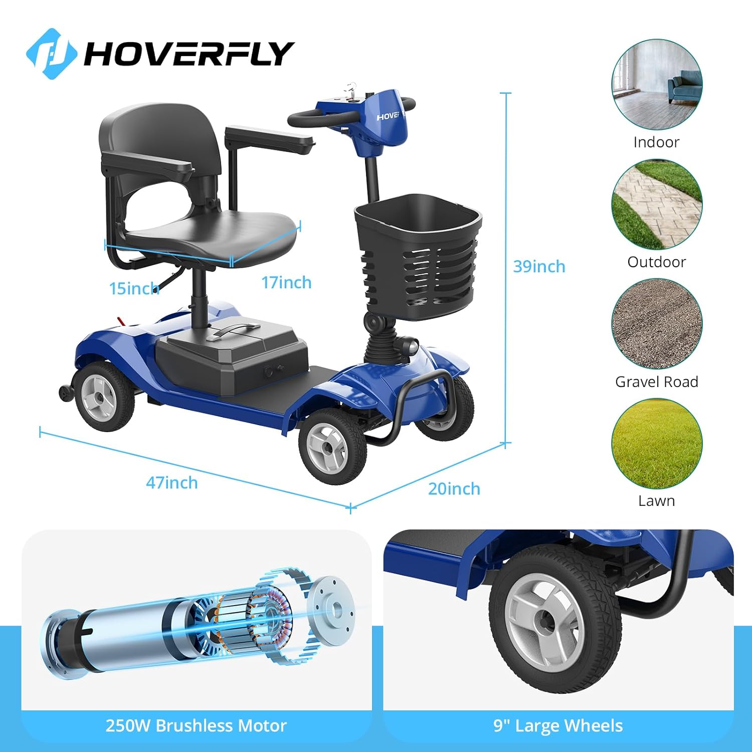 mobility scooter hoverfly T4 product dimensions