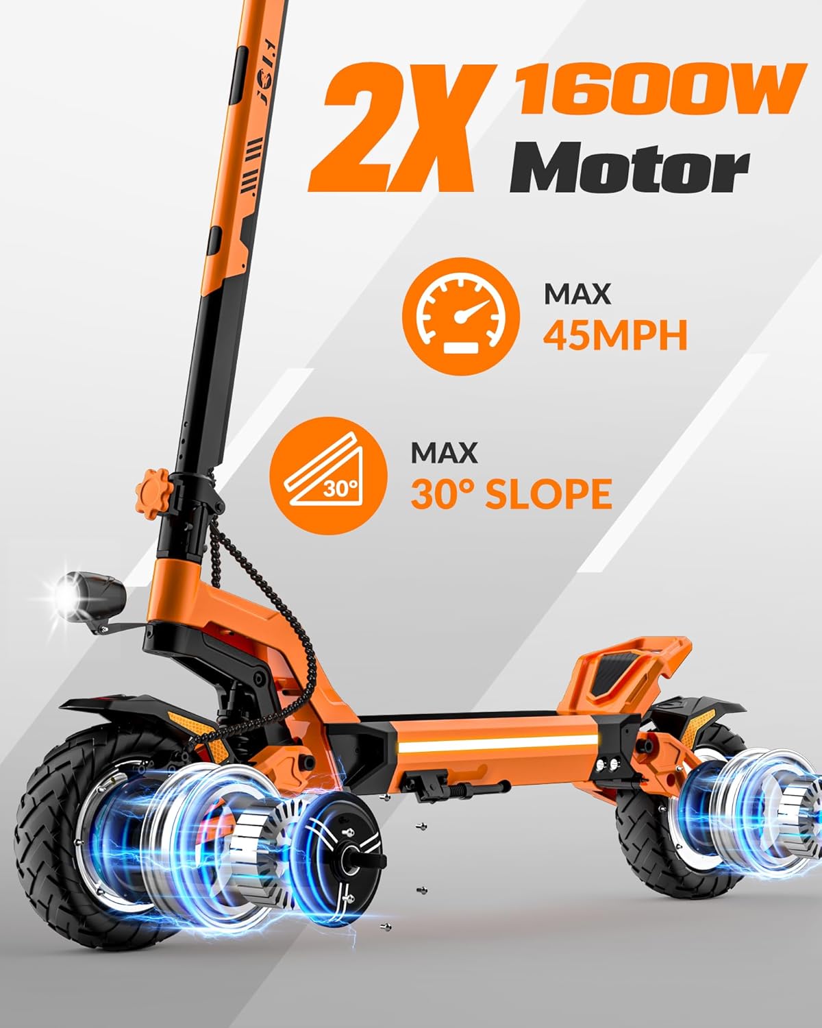 off-road electric scooter JGH X5 Ultra 3200W motor, max speed 45mph, max slope 30 degrees