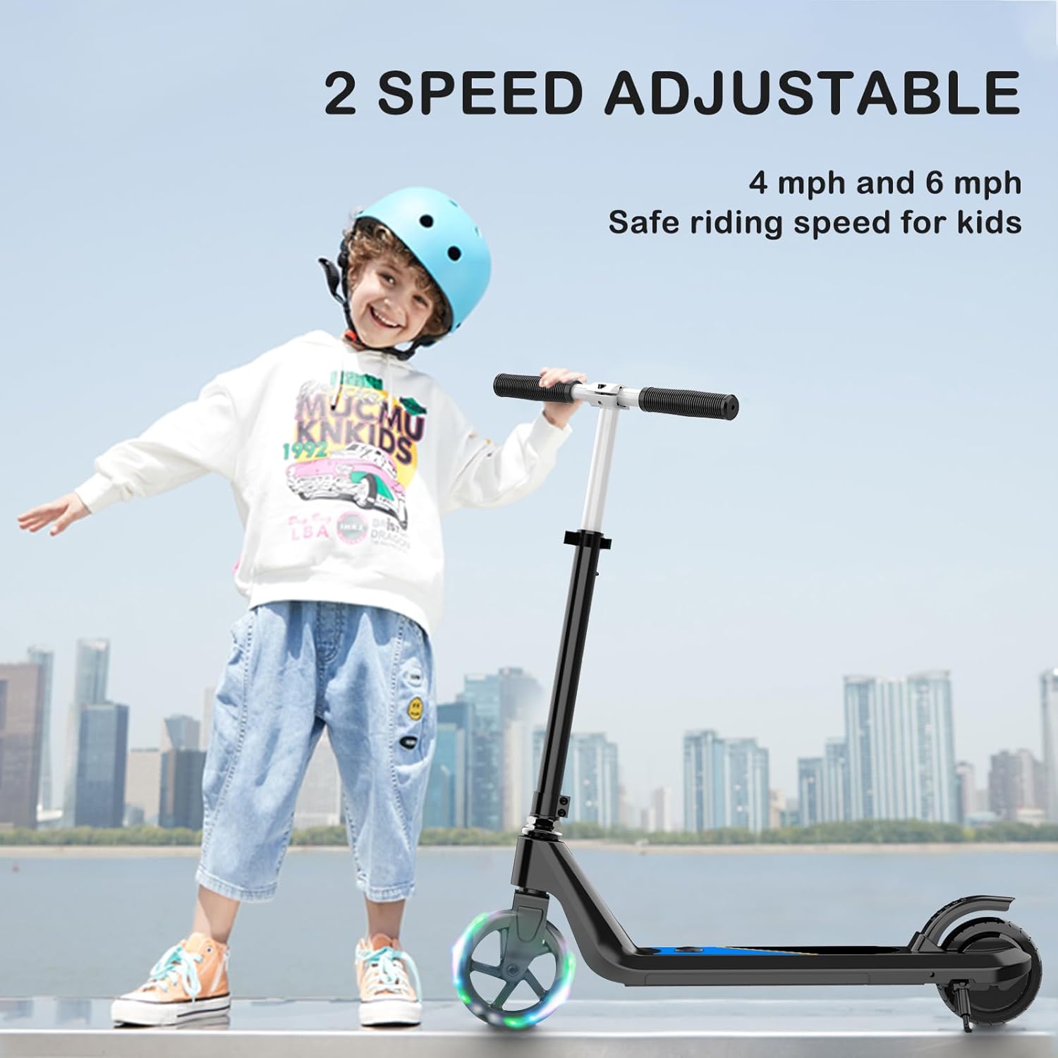 electric scooter for kids Lingteng E8 2 speed adjustable