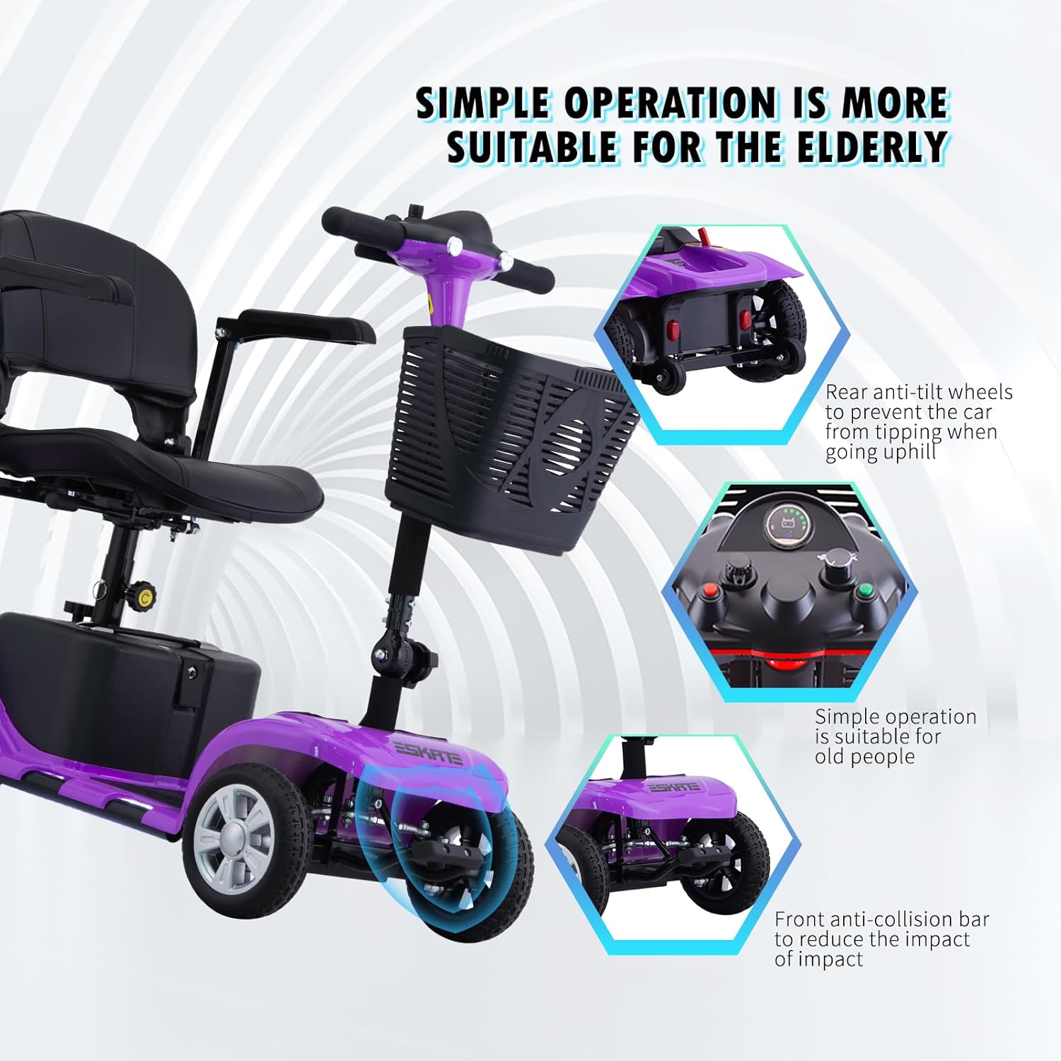 mobility scooter SKRT 4 wheel simple operations is more suitable for the elderly