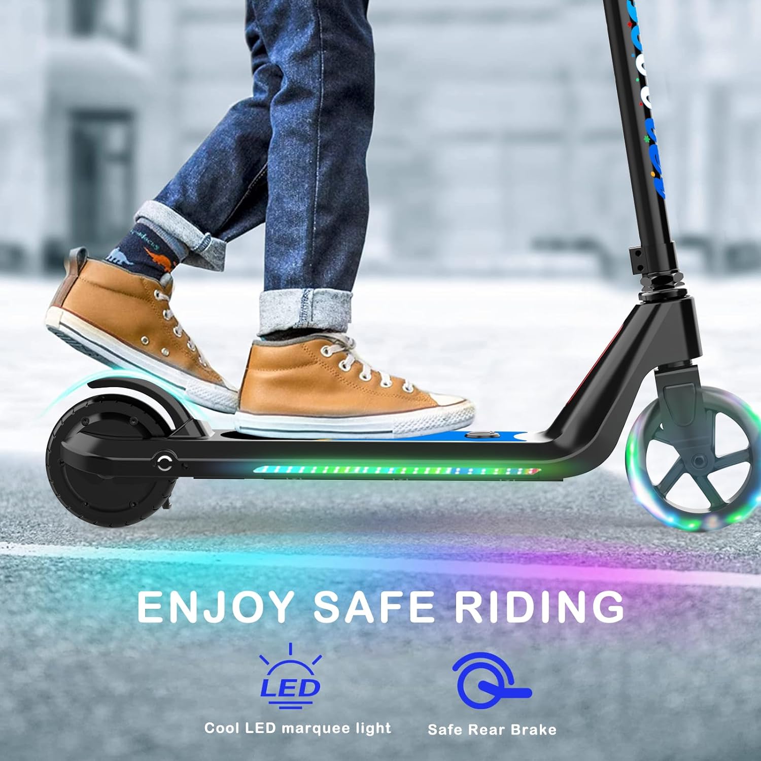 electric scooter for kids Lingteng E8 enjoy safe riding