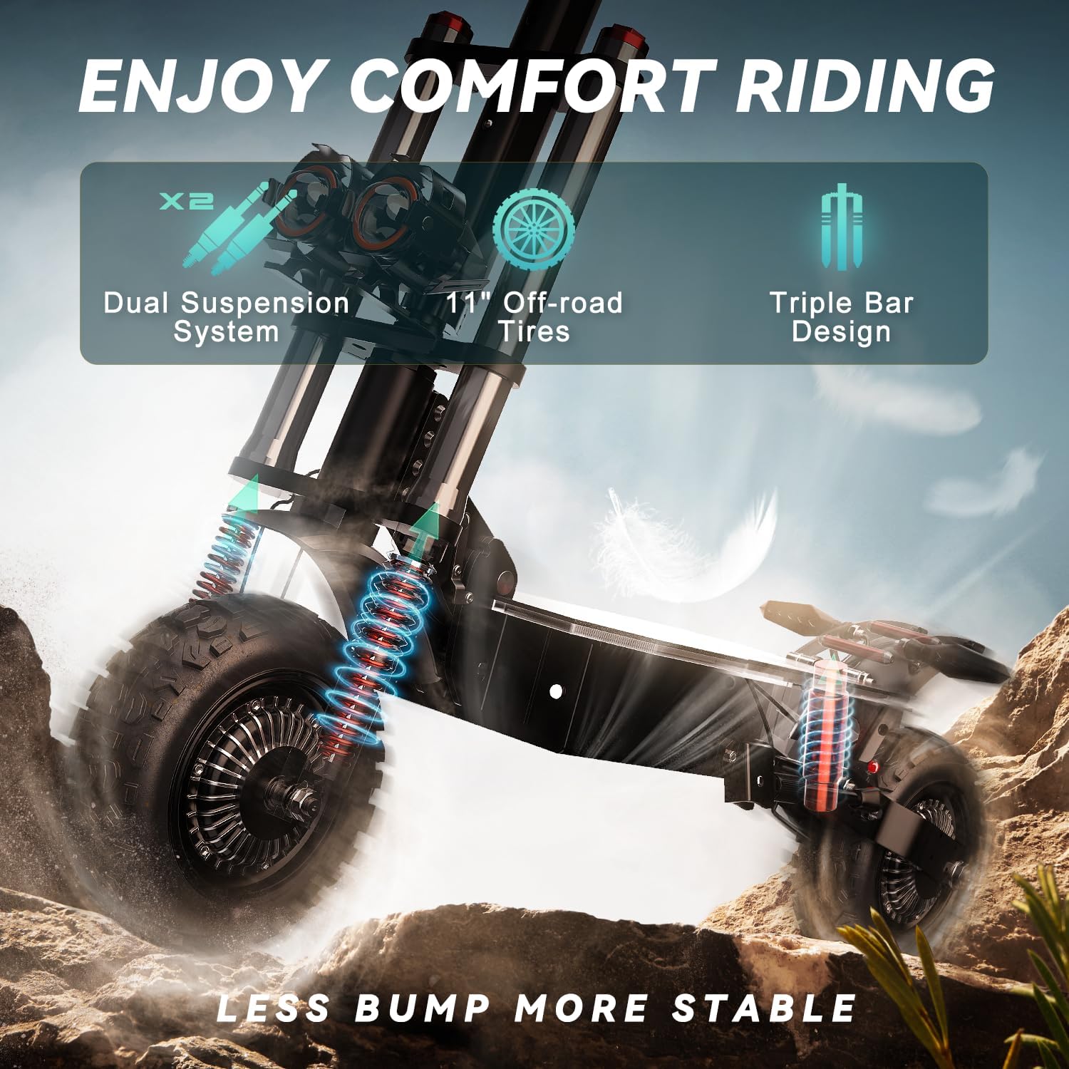 off-road electric scooter onecna gt8 pro enjoy comfort riding