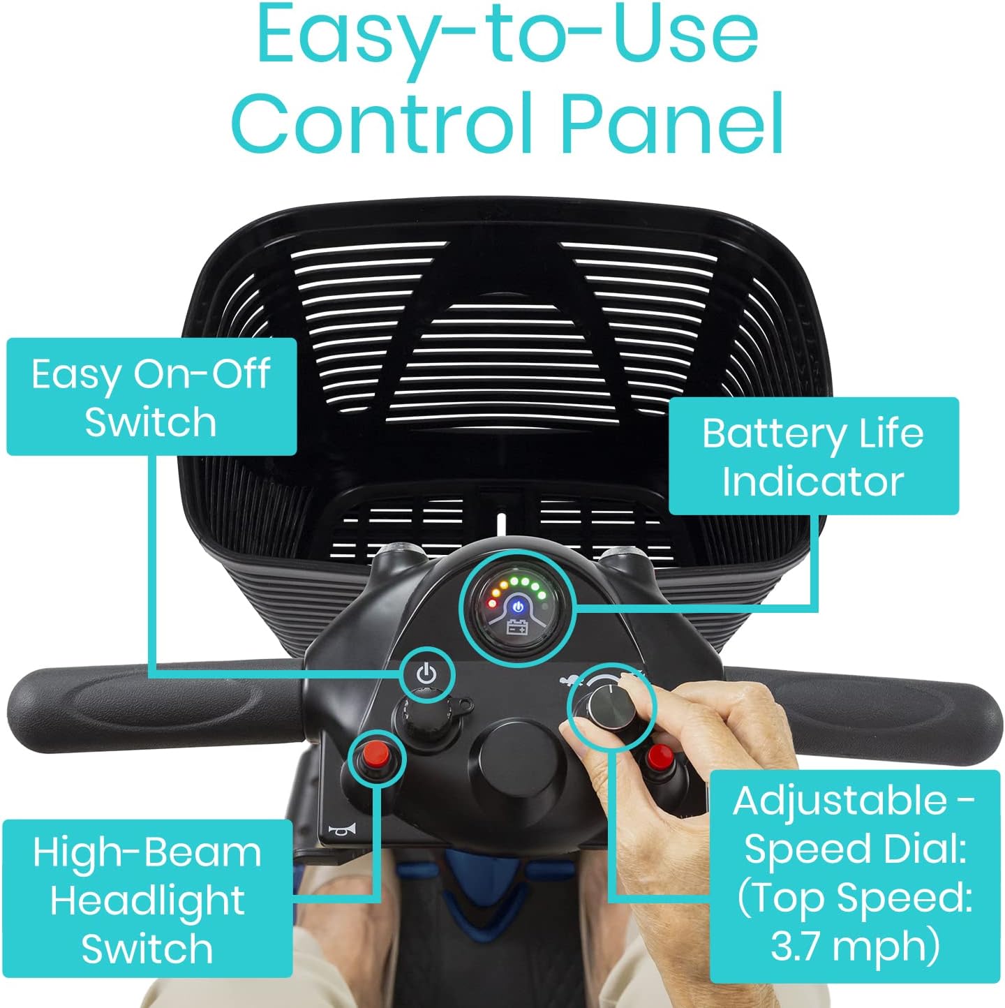 mobility scooter VIVE 3 easy to use control panel