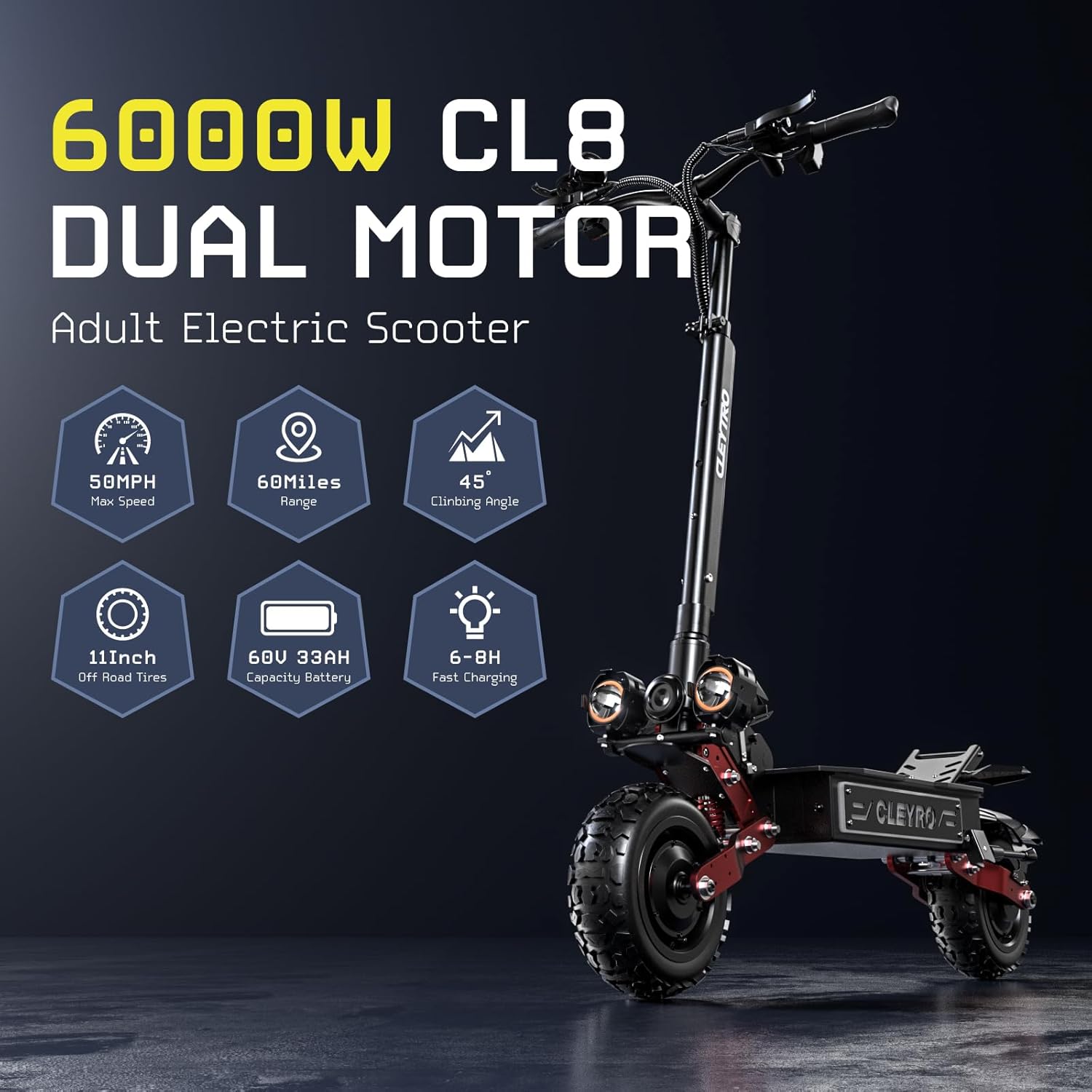 off-road electric scooter Cleytro CL8 6000W dual motor