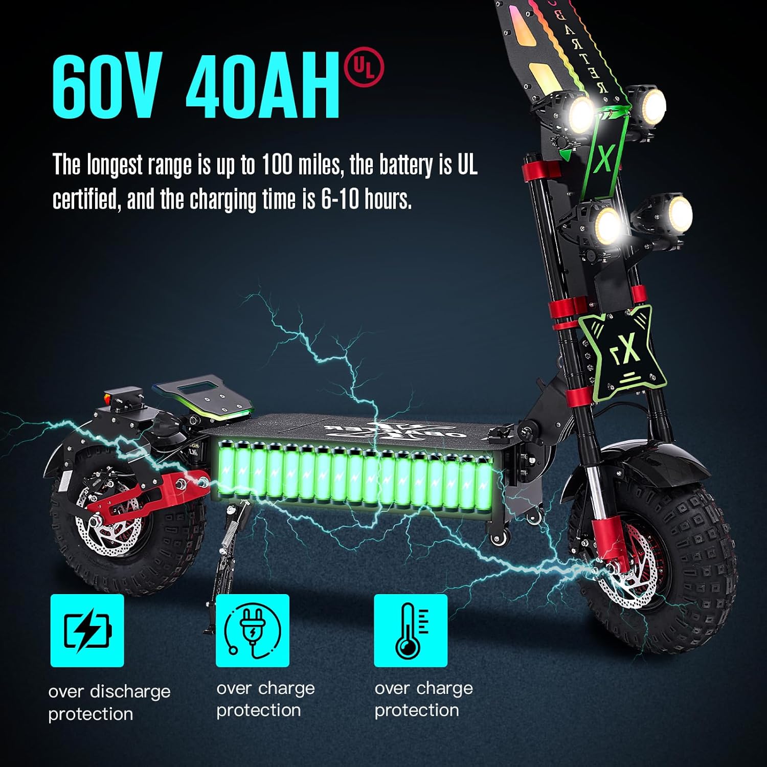 off-road electric scooter OBARTER X7 60V 40Ah battery