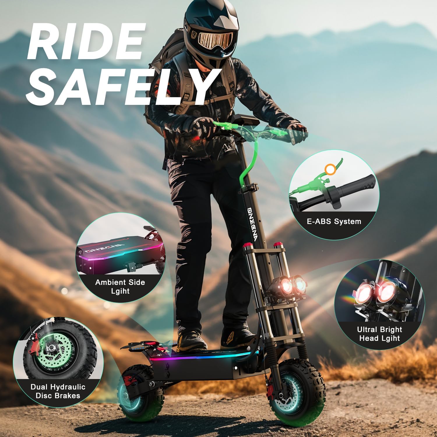 off-road electric scooter onecna gt8 pro ride safely